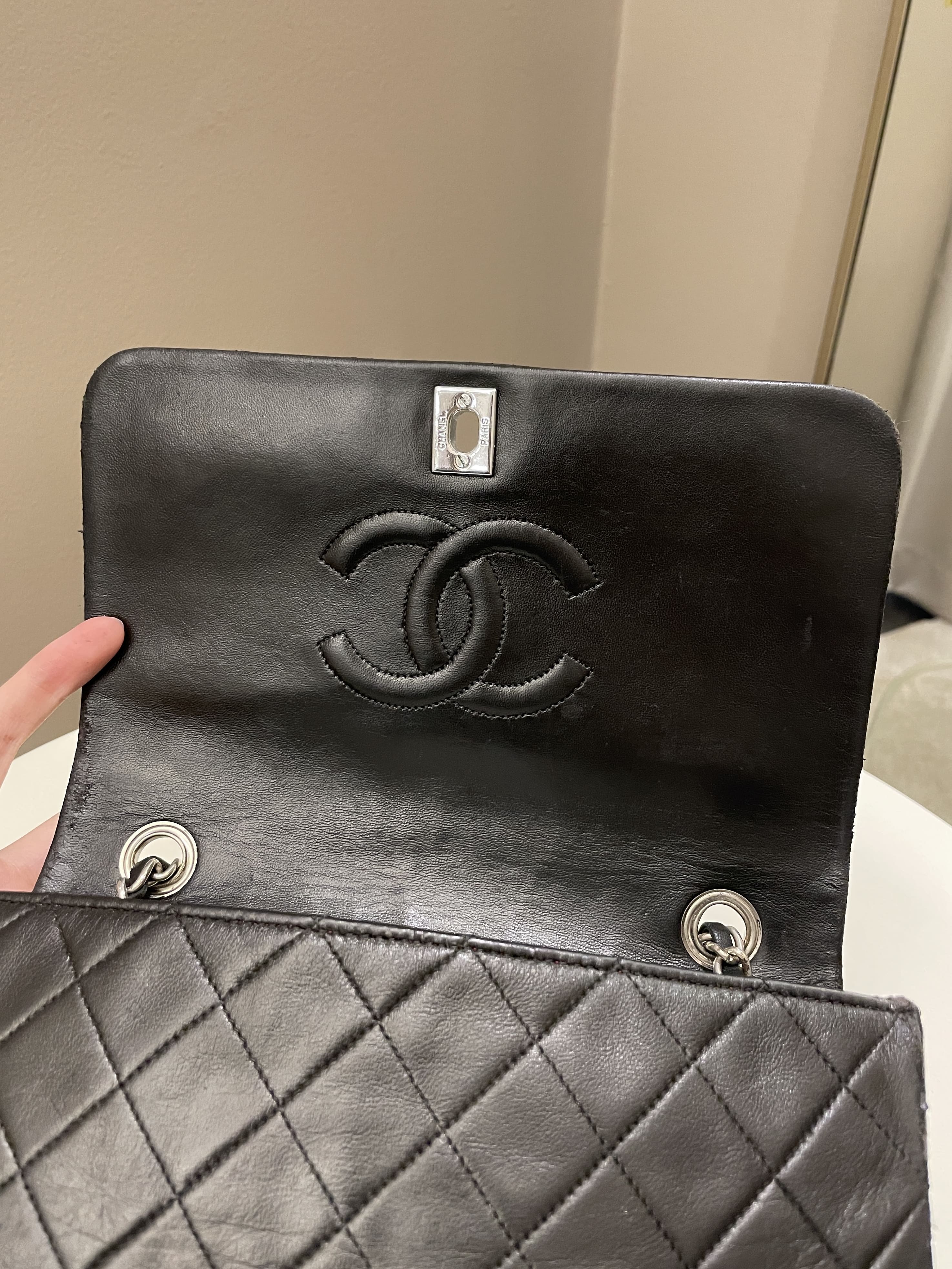 Chanel Vintage Quilted Full Flap Bag Black Lambskin