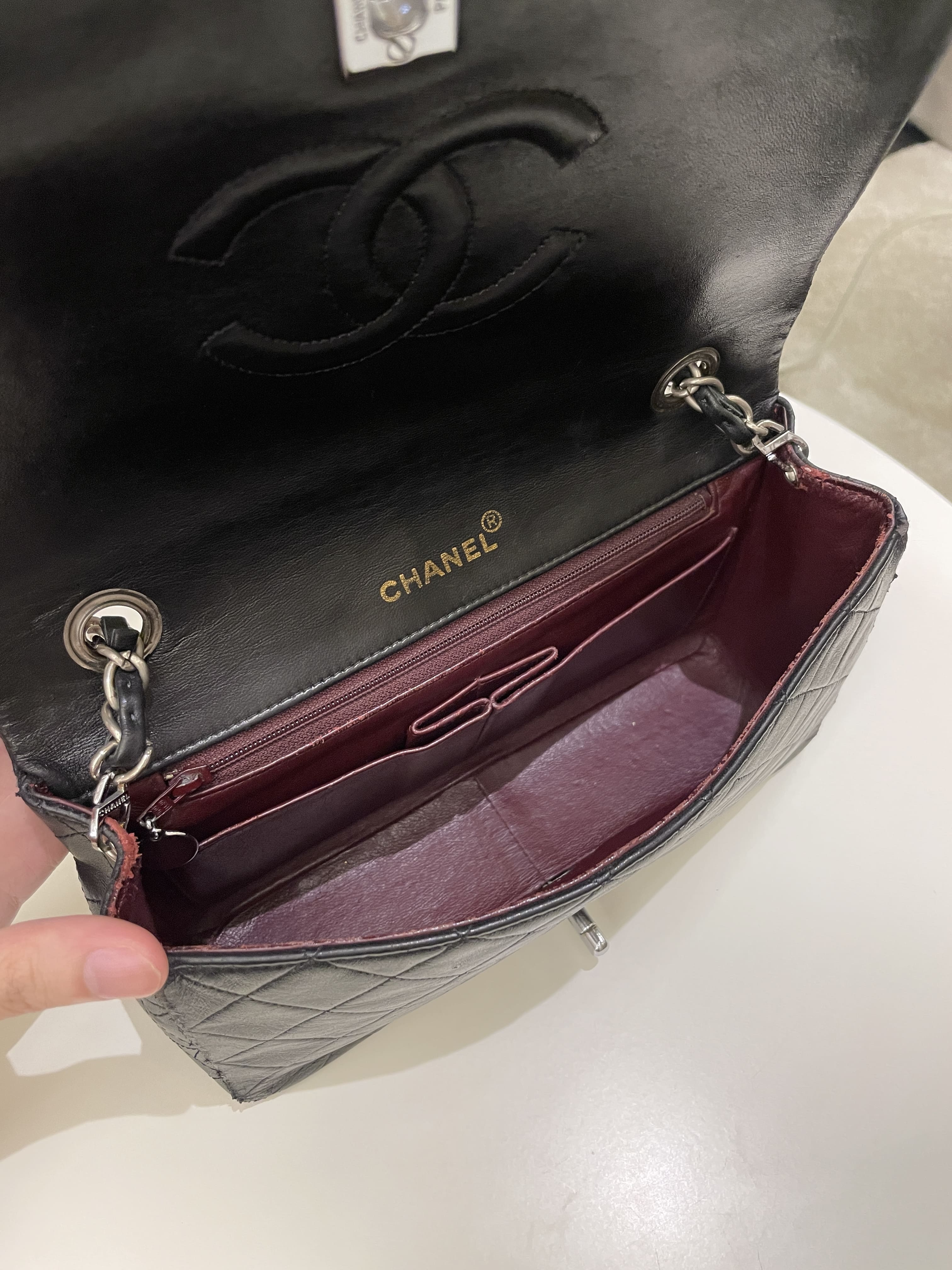 Chanel Vintage Quilted Full Flap Bag Black Lambskin