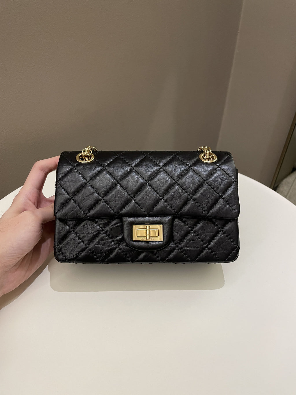 Chanel 2.55 Quilted Mini Reissue Black Aged Calfskin