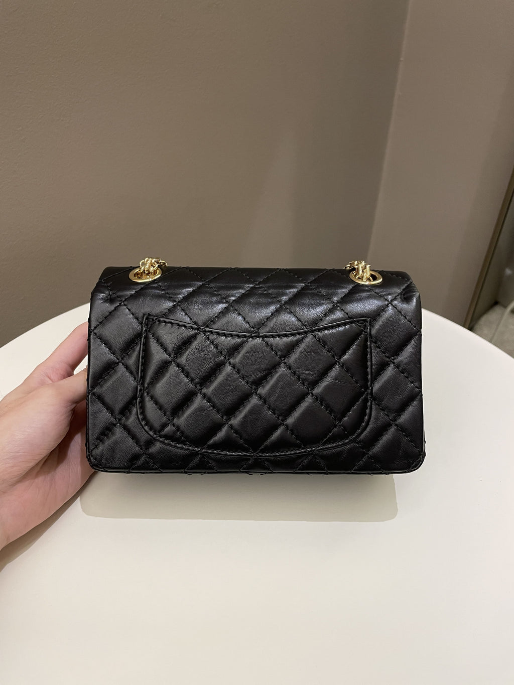 Chanel 2.55 Quilted Mini Reissue Black Aged Calfskin