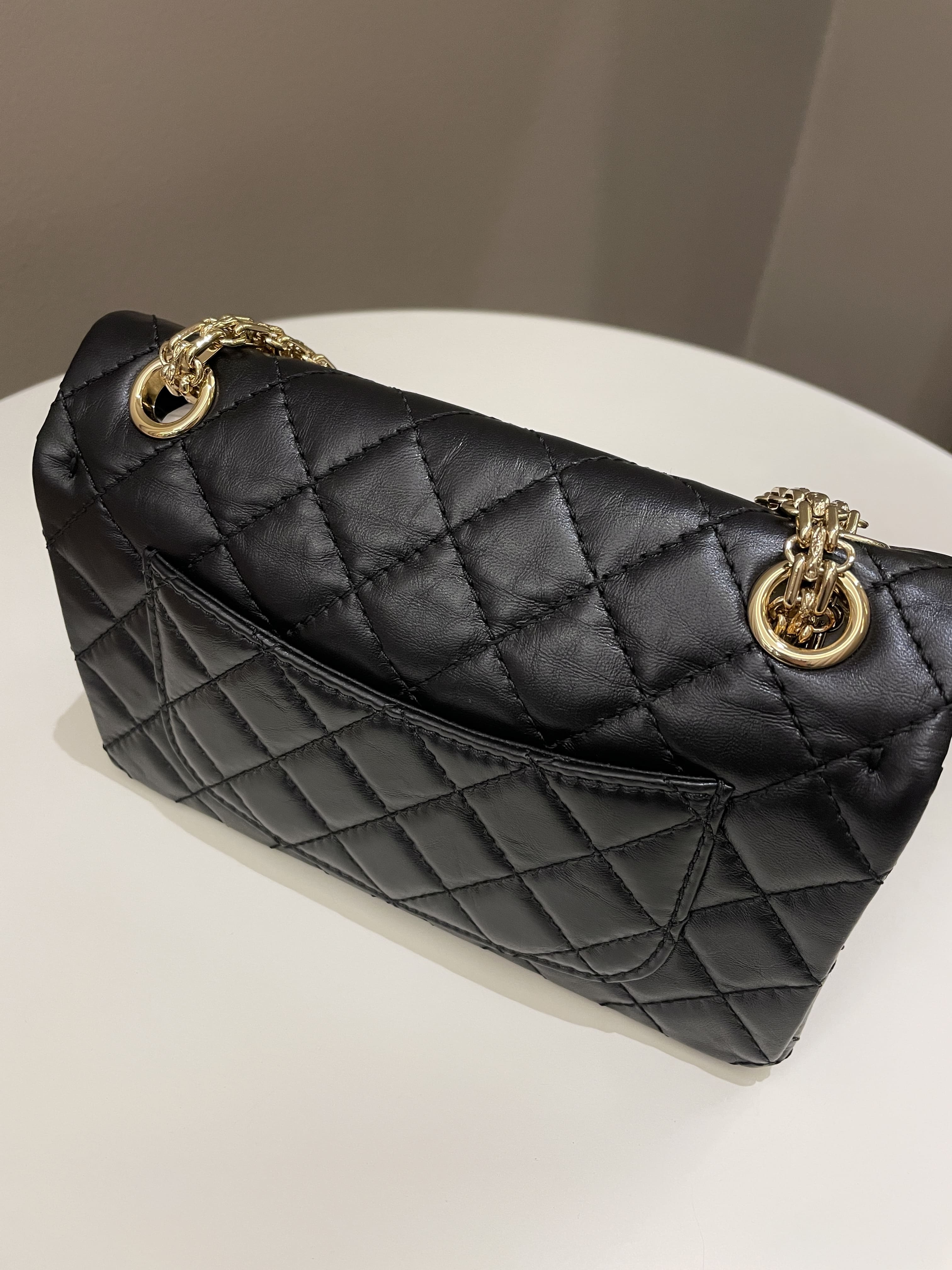 Chanel 2.55 Quilted Mini Reissue Black Aged Calfskin