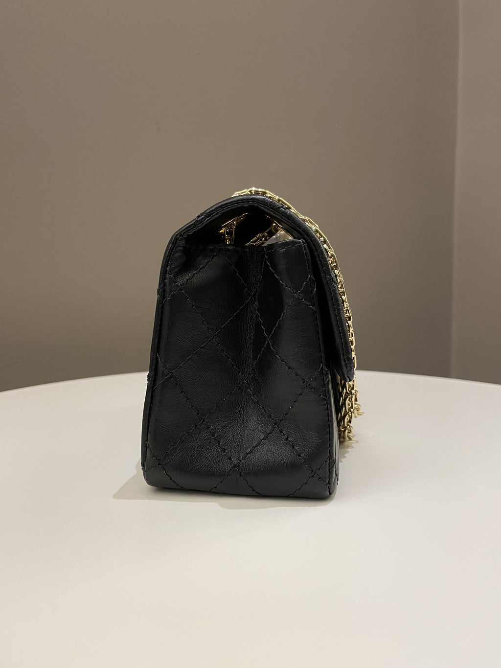 Chanel 2.55 Quilted Mini Reissue Black Aged Calfskin