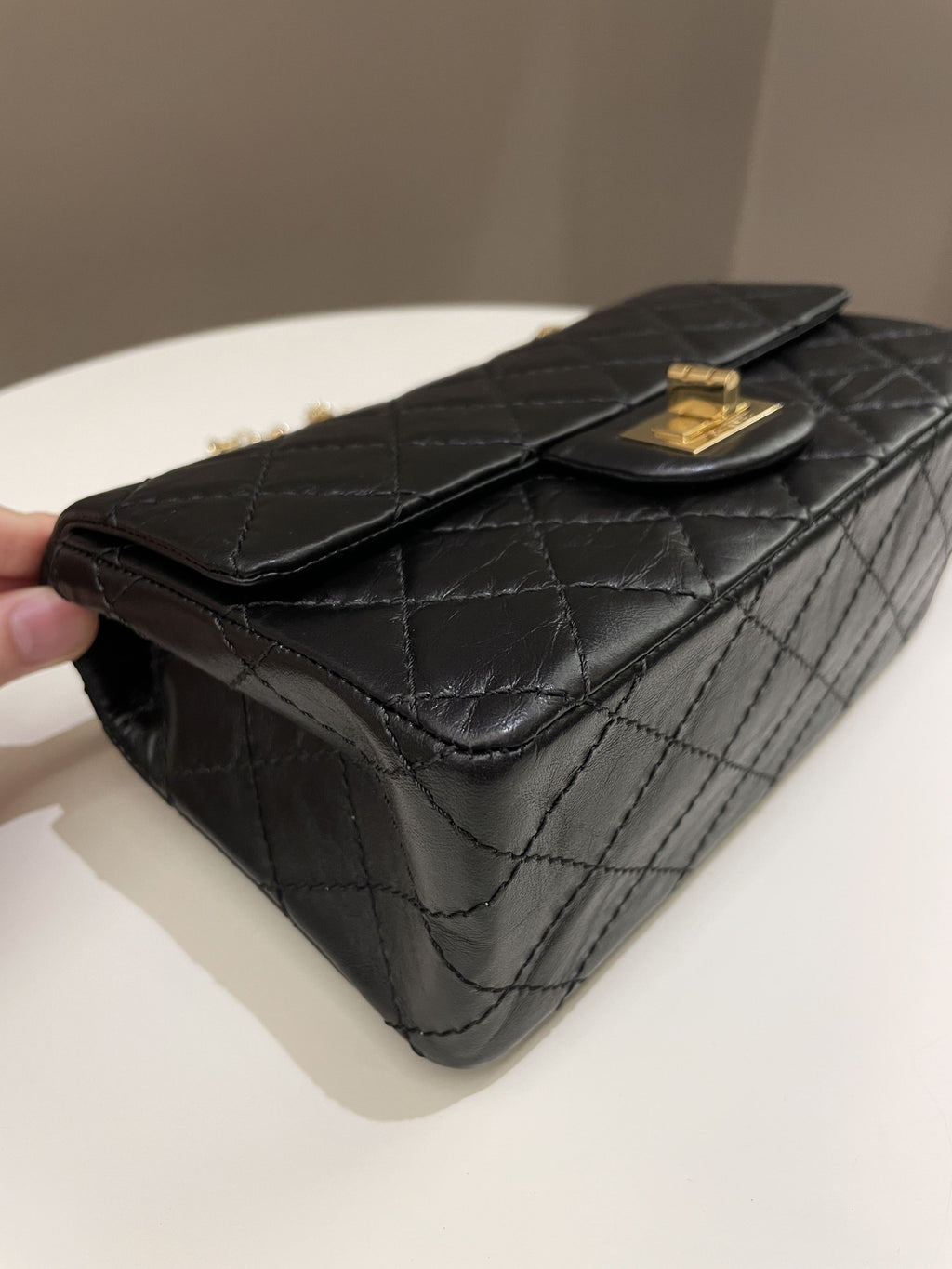 Chanel 2.55 Quilted Mini Reissue Black Aged Calfskin