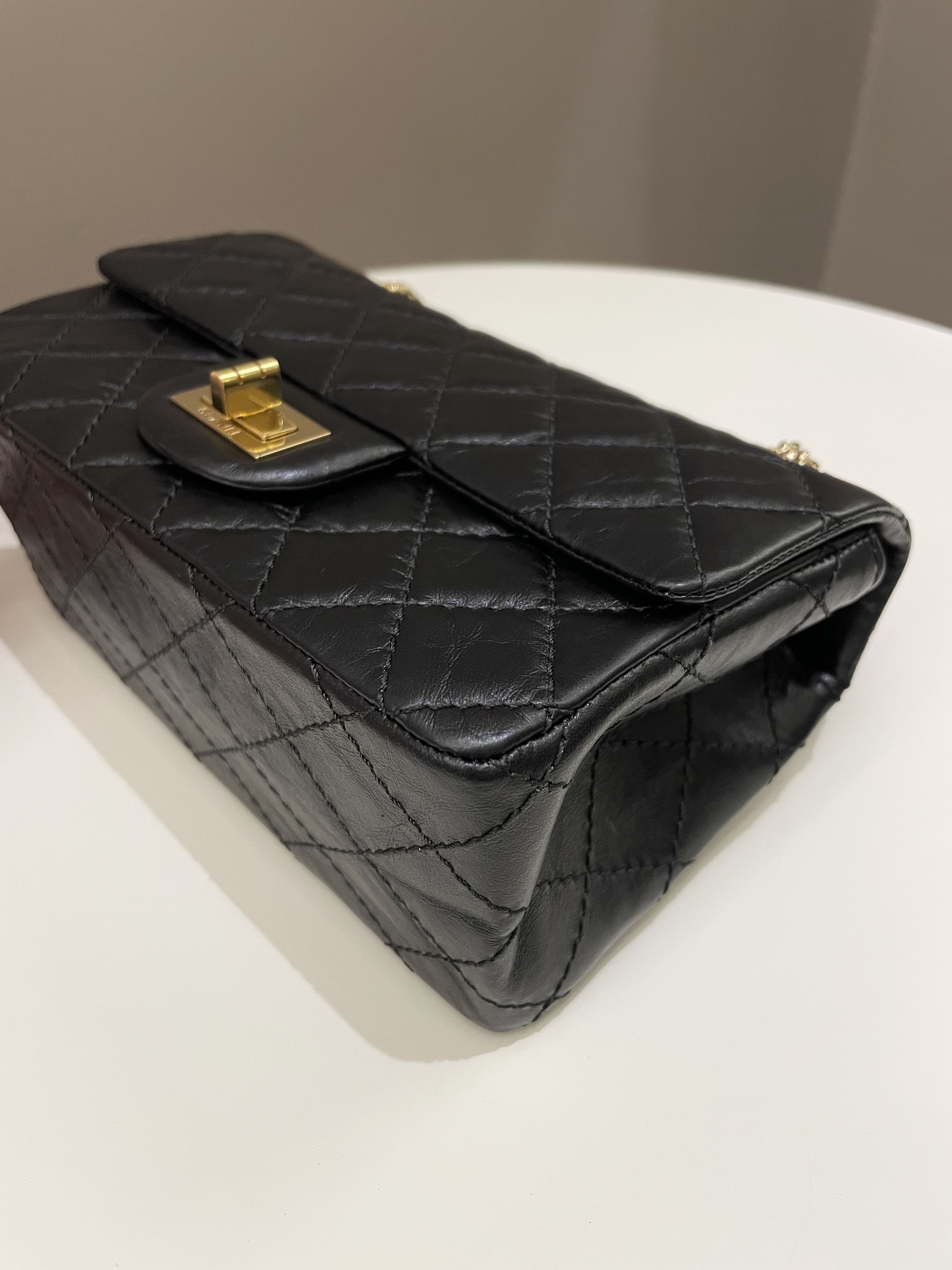 Chanel 2.55 Quilted Mini Reissue Black Aged Calfskin