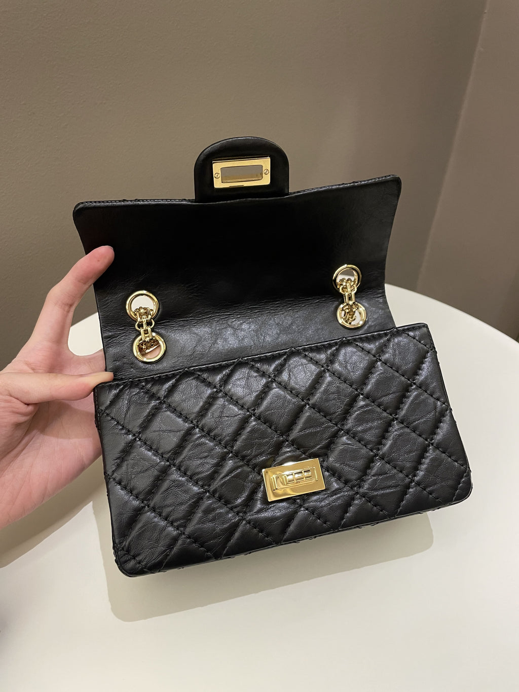 Chanel 2.55 Quilted Mini Reissue Black Aged Calfskin