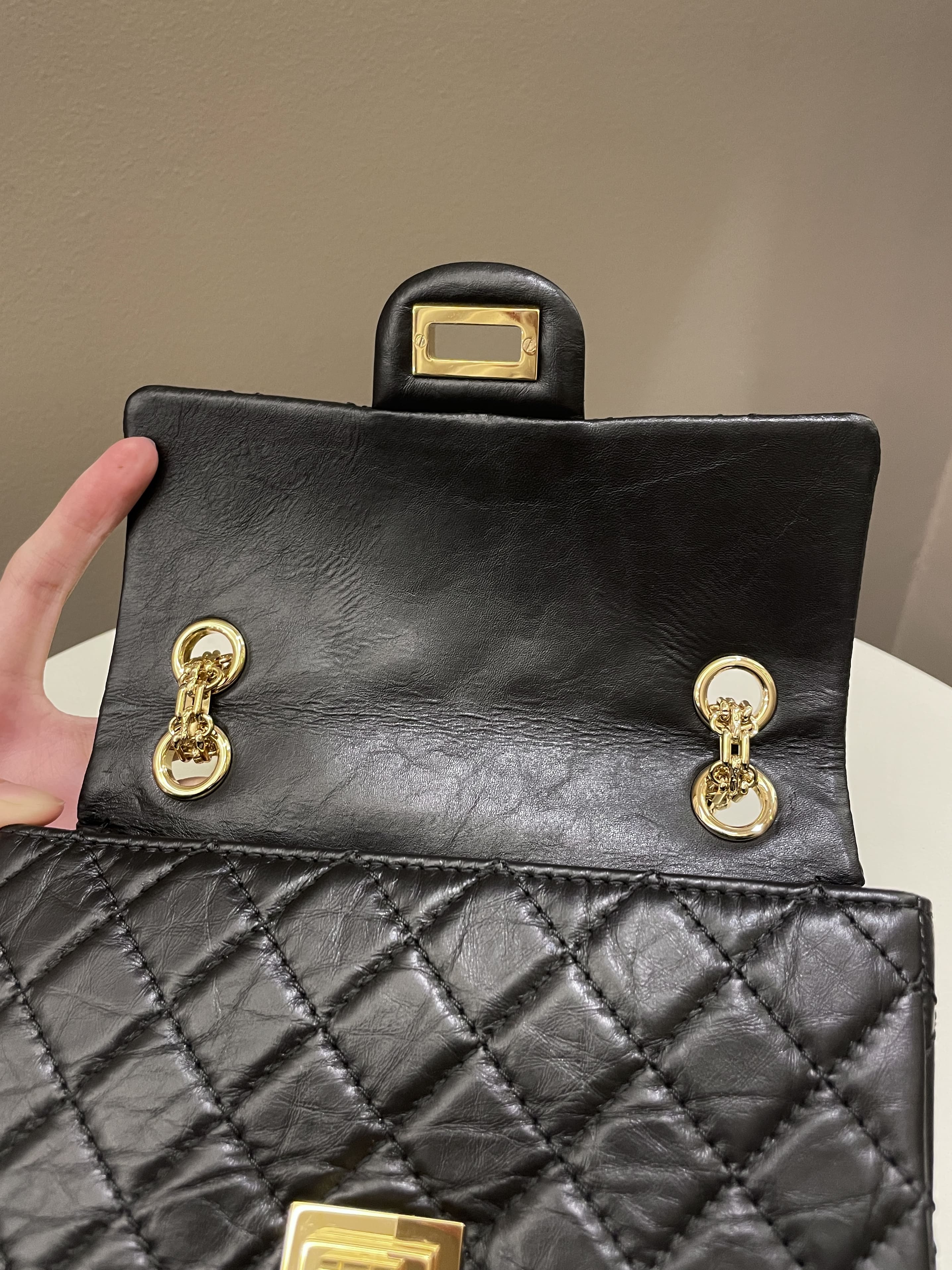 Chanel 2.55 Quilted Mini Reissue Black Aged Calfskin