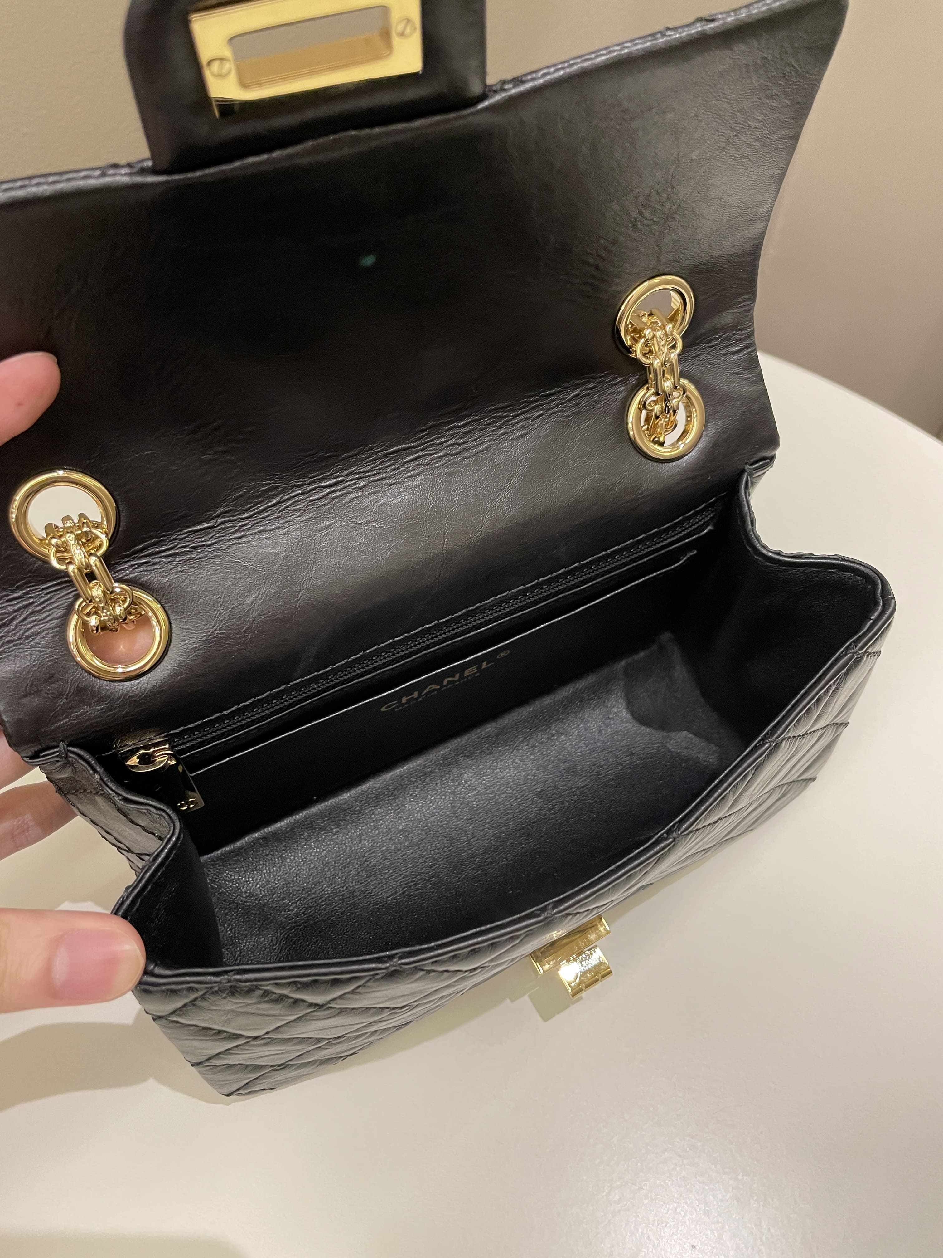 Chanel 2.55 Quilted Mini Reissue Black Aged Calfskin