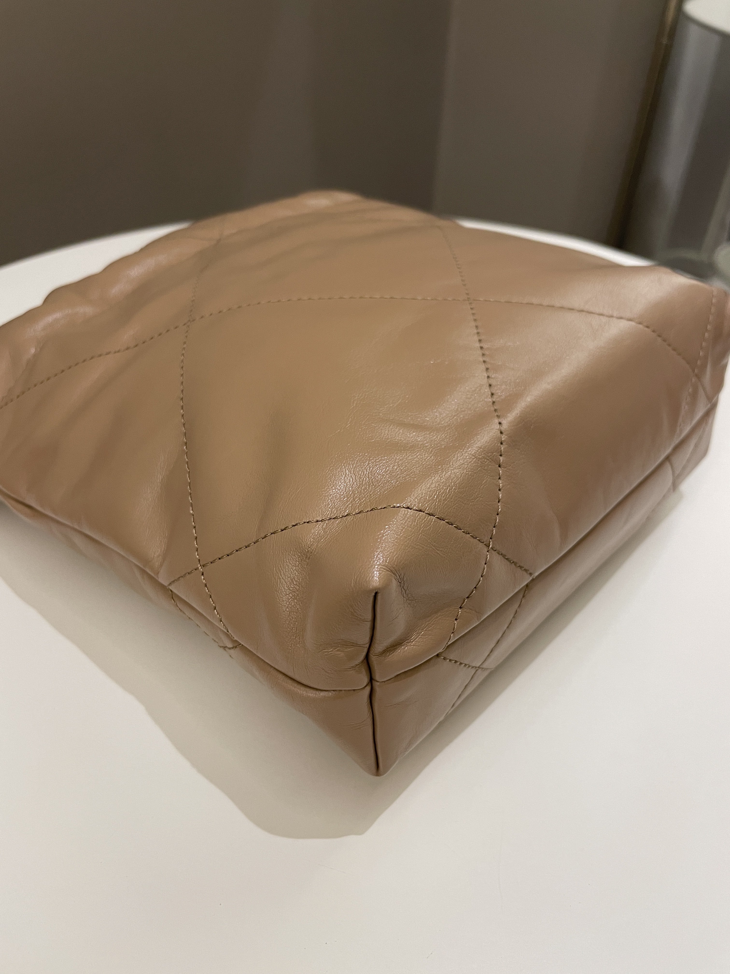 Chanel 23B 22 Mini Hobo Beige Calfskin