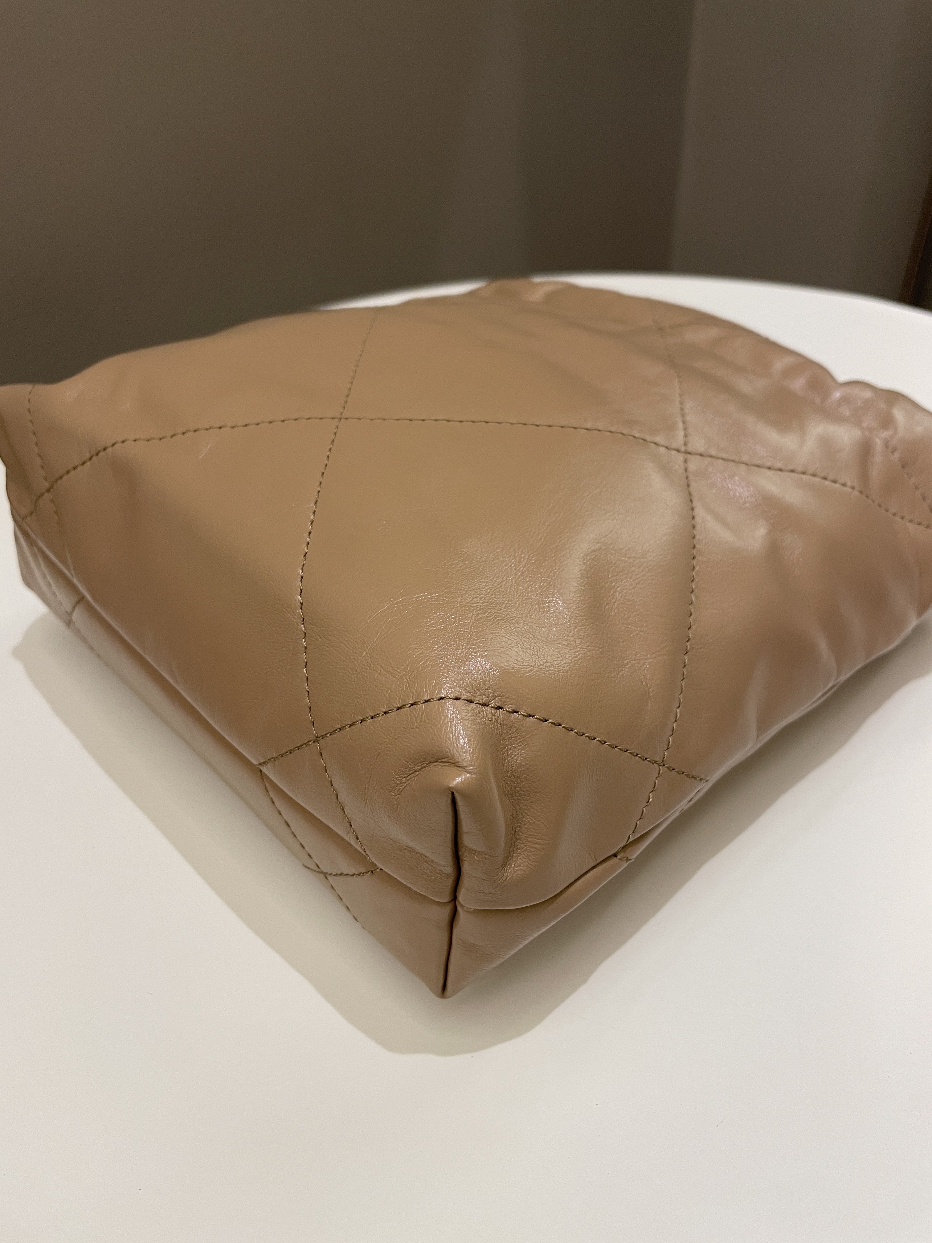Chanel 23B 22 Mini Hobo Beige Calfskin