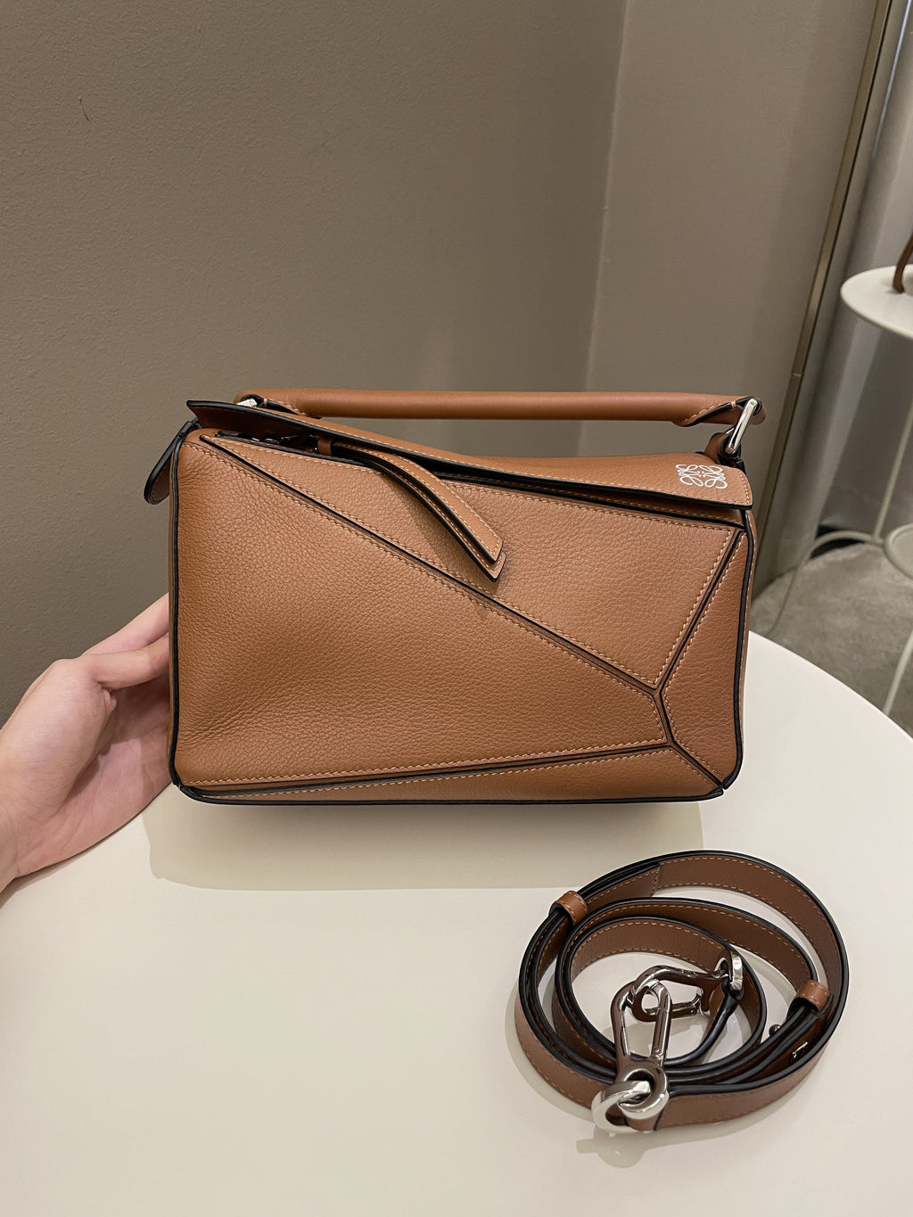 Loewe Puzzle Bag Tan Brown Grainy Calfskin