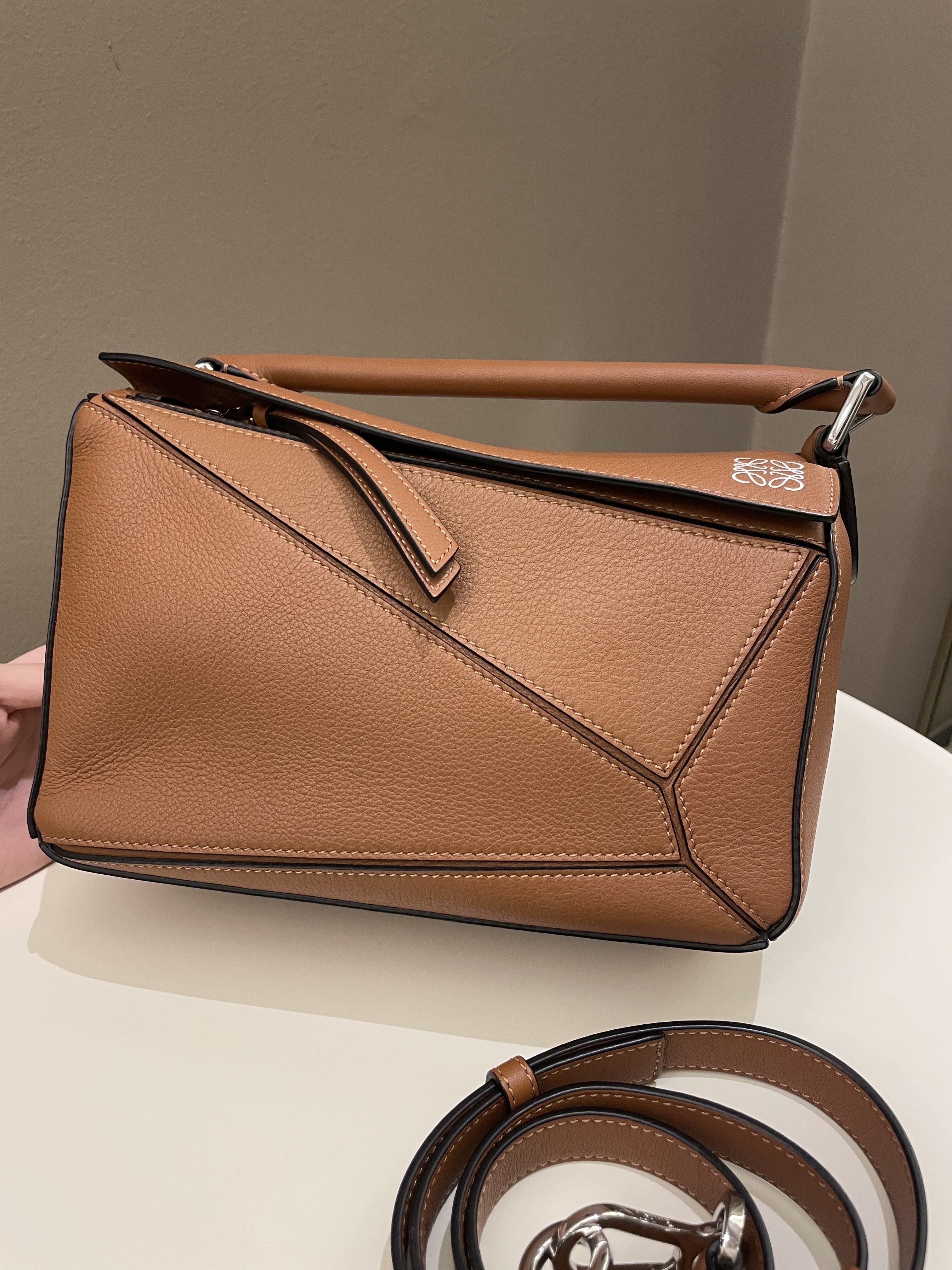 Loewe Puzzle Bag Tan Brown Grainy Calfskin