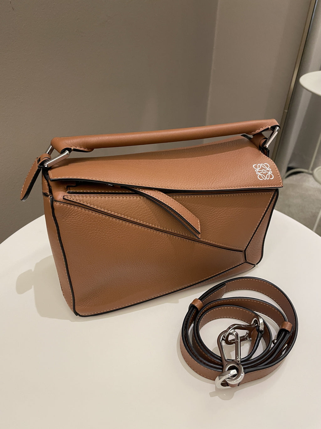 Loewe Puzzle Bag Tan Brown Grainy Calfskin
