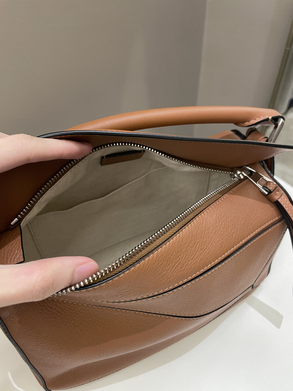 Loewe Puzzle Bag Tan Brown Grainy Calfskin