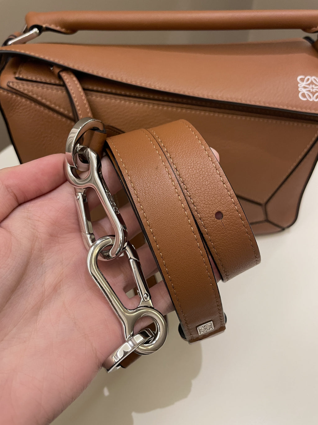 Loewe Puzzle Bag Tan Brown Grainy Calfskin