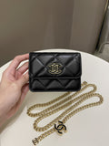 Chanel 22P Pending Belt Clutch Chain Black Lambskin