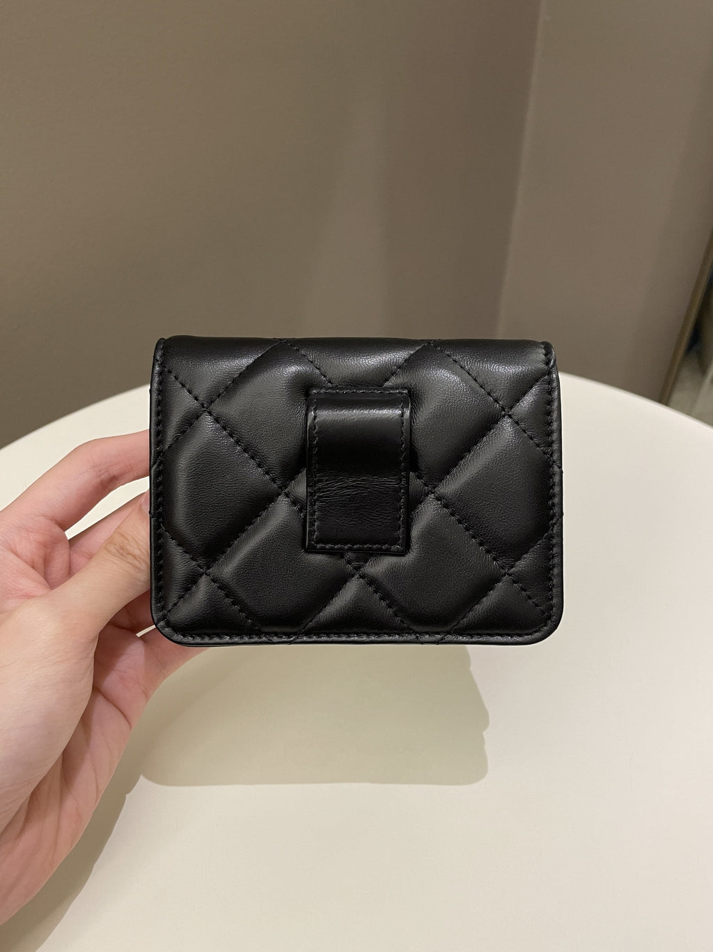 Chanel 22P Pending Belt Clutch Chain Black Lambskin