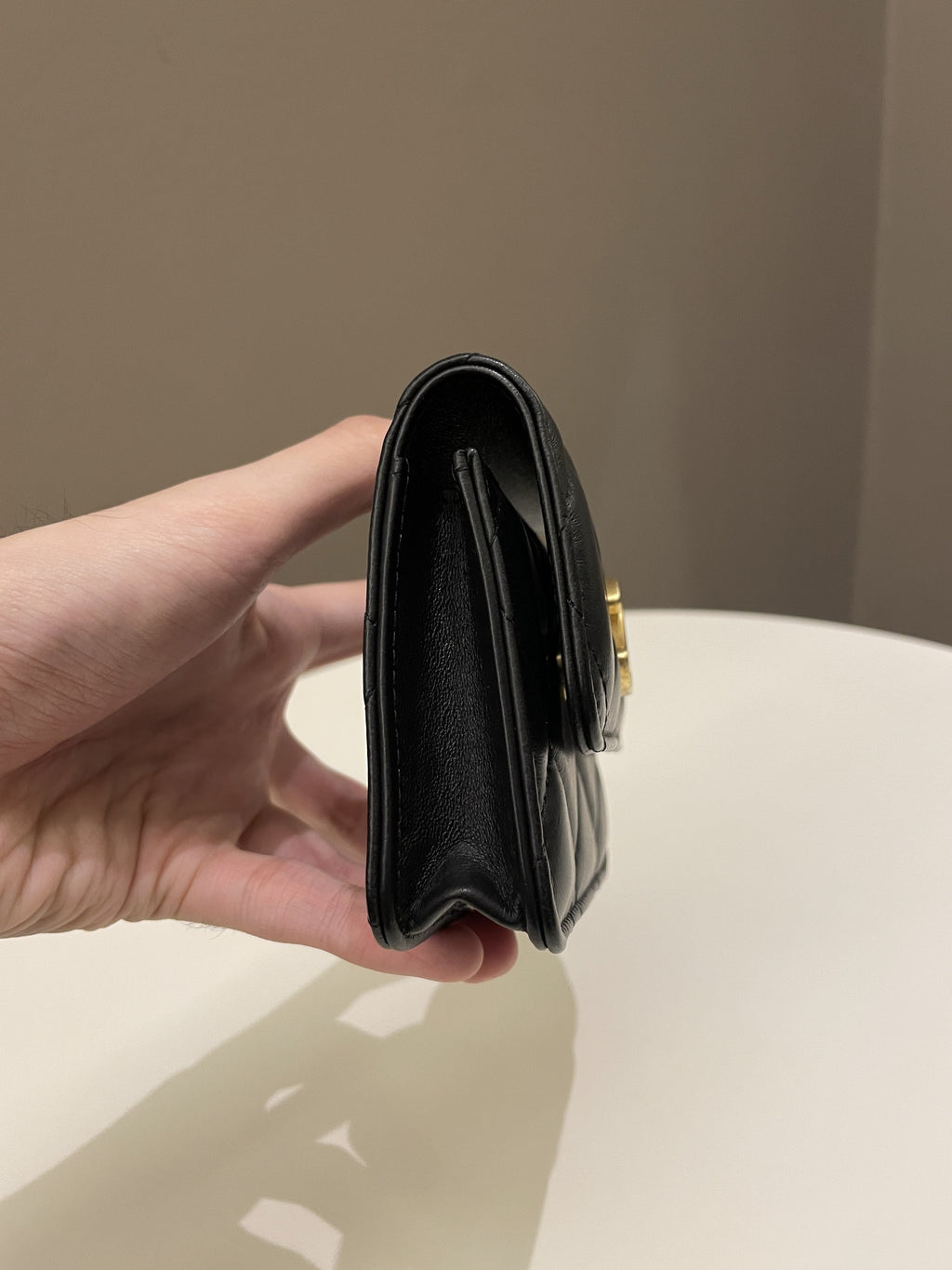 Chanel 22P Pending Belt Clutch Chain Black Lambskin