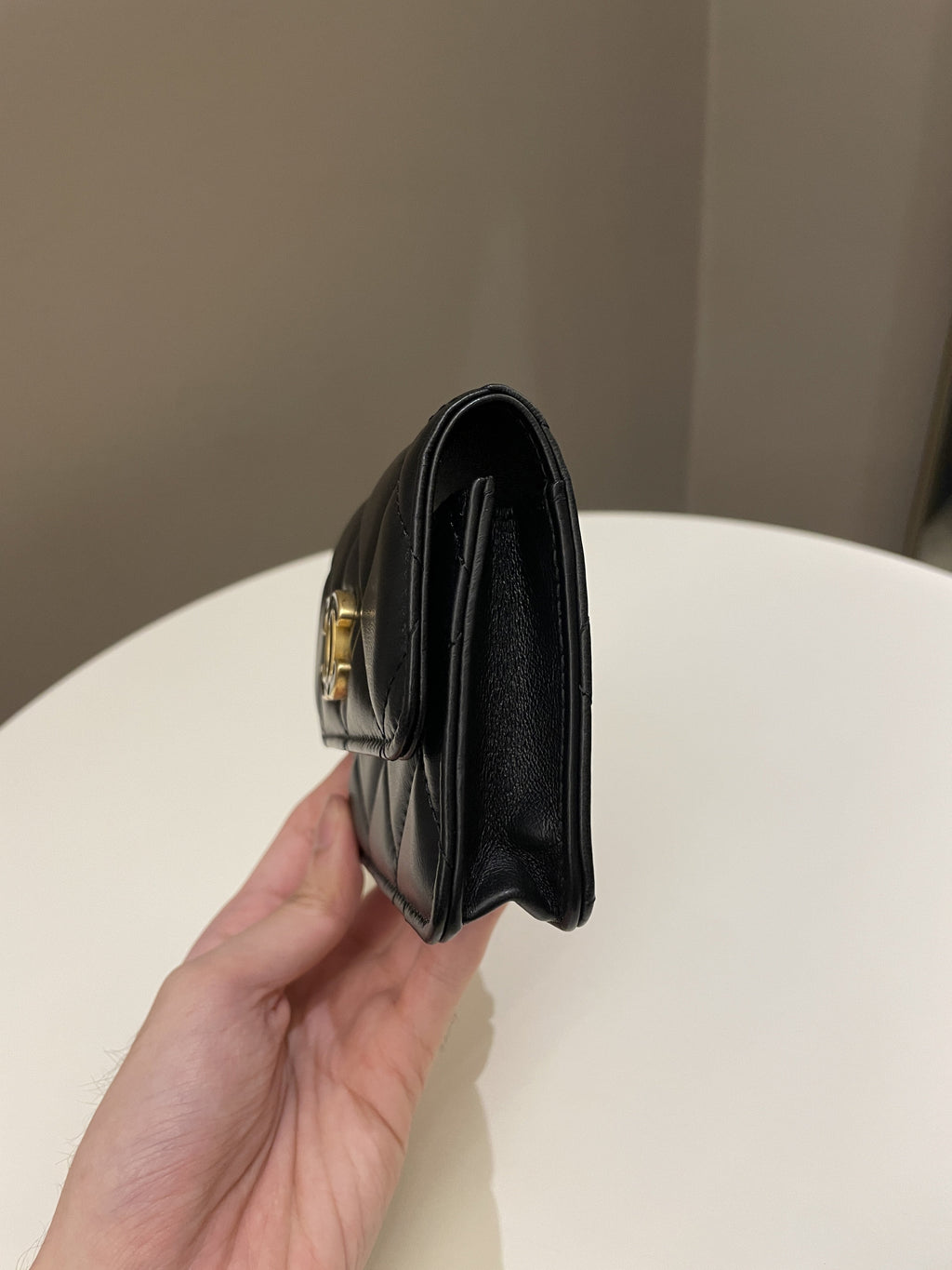 Chanel 22P Pending Belt Clutch Chain Black Lambskin