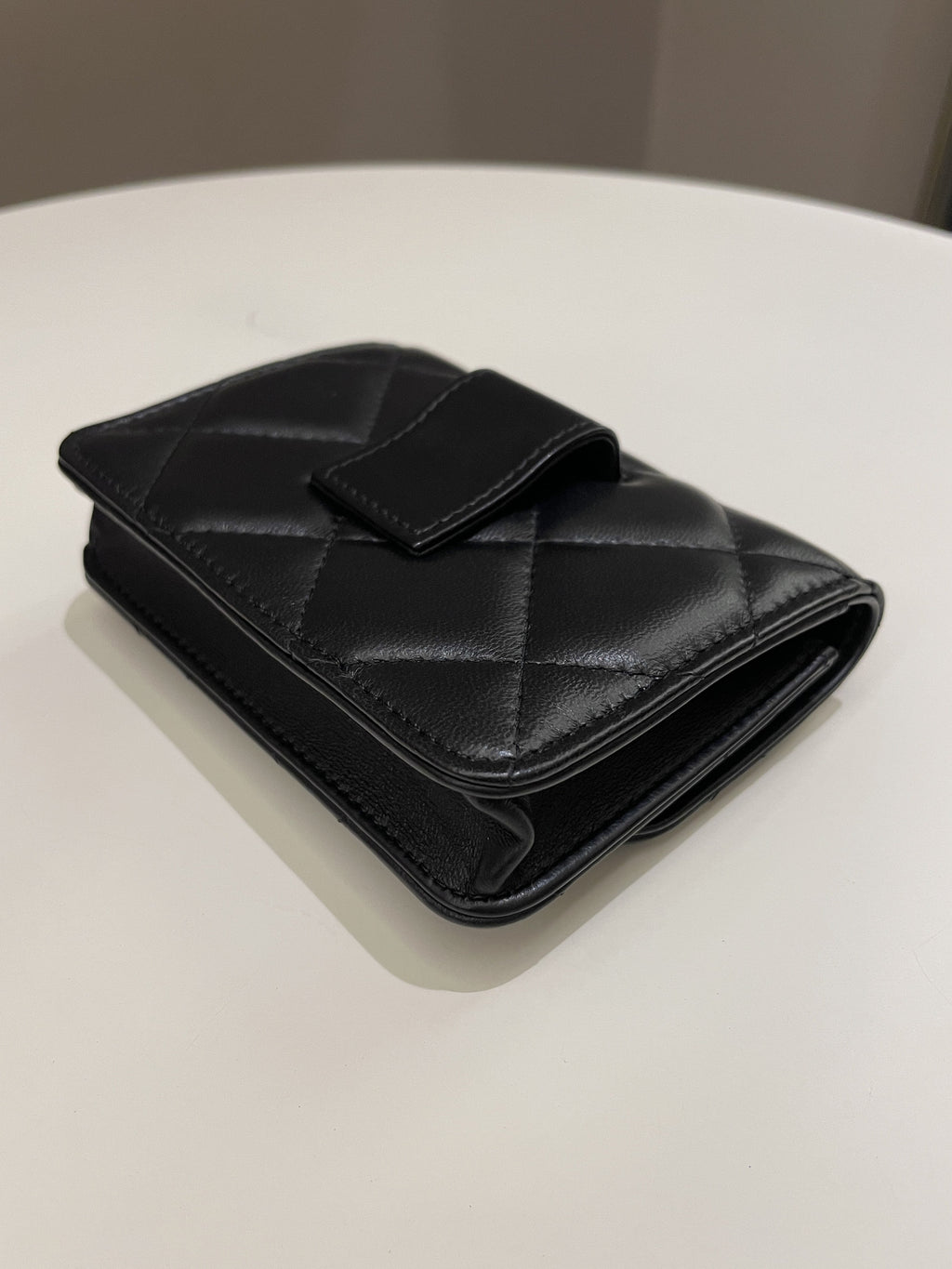 Chanel 22P Pending Belt Clutch Chain Black Lambskin