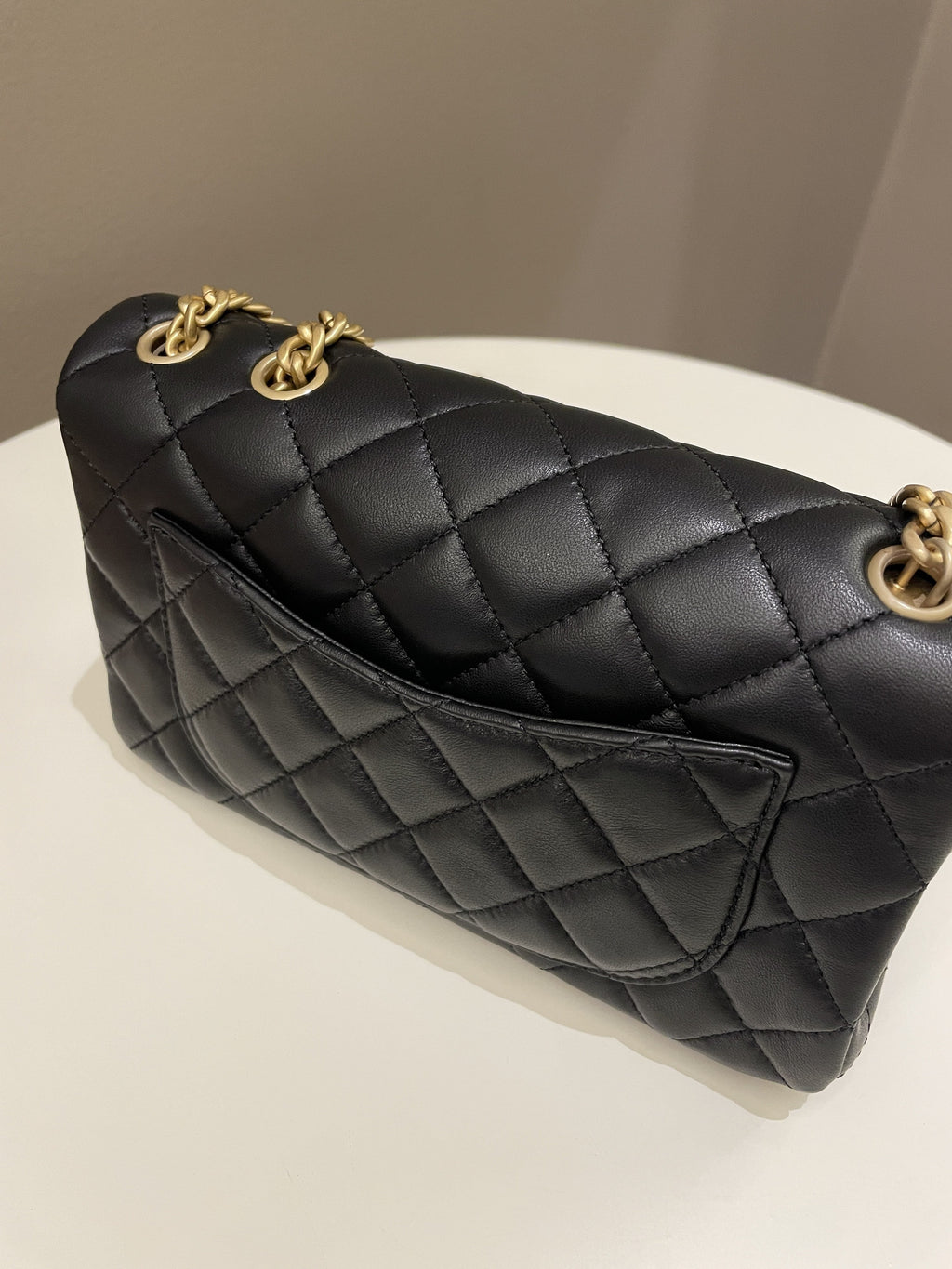 Chanel 23S Camilla Crush Quilted Mini Rectangular Black Stiff Lambskin