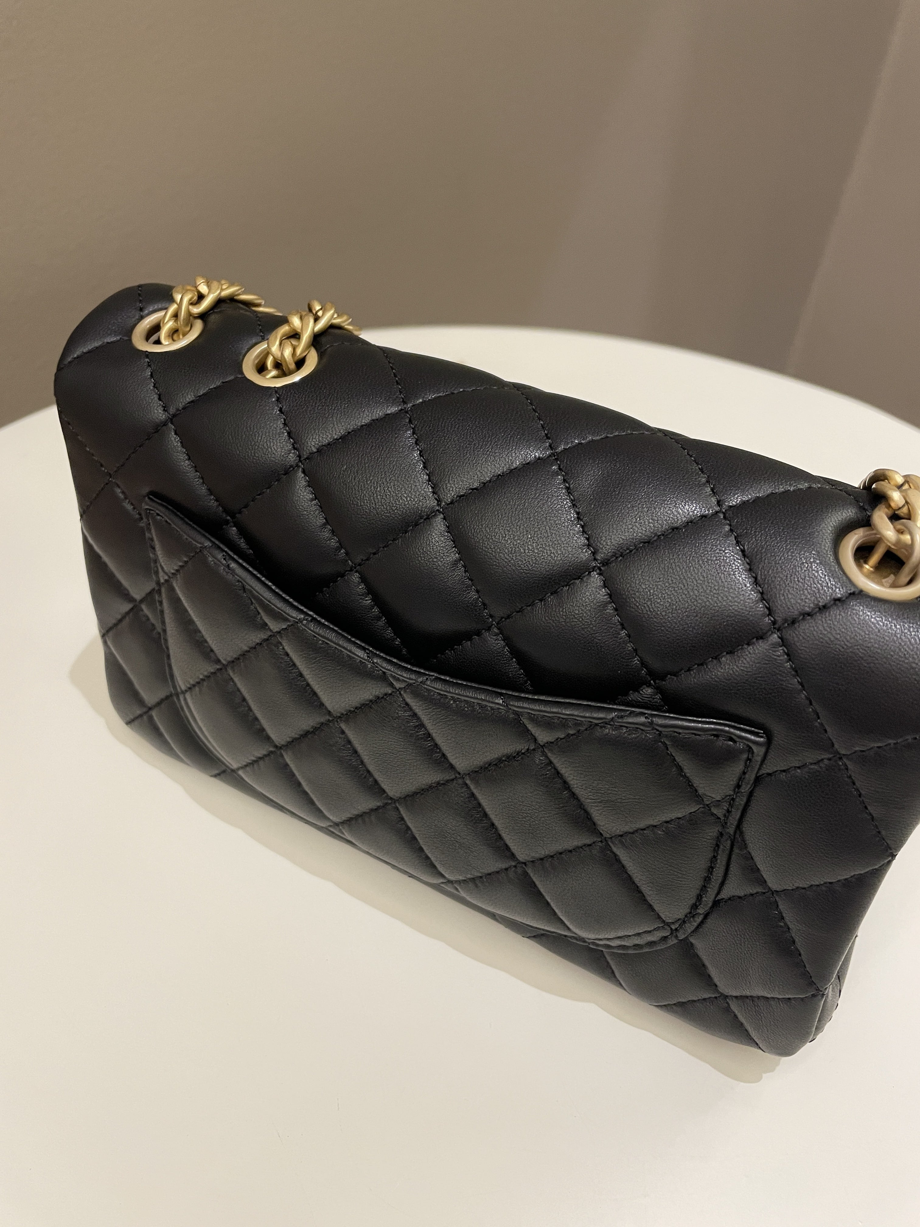Chanel 23S Camilla Crush Quilted Mini Rectangular Black Stiff Lambskin