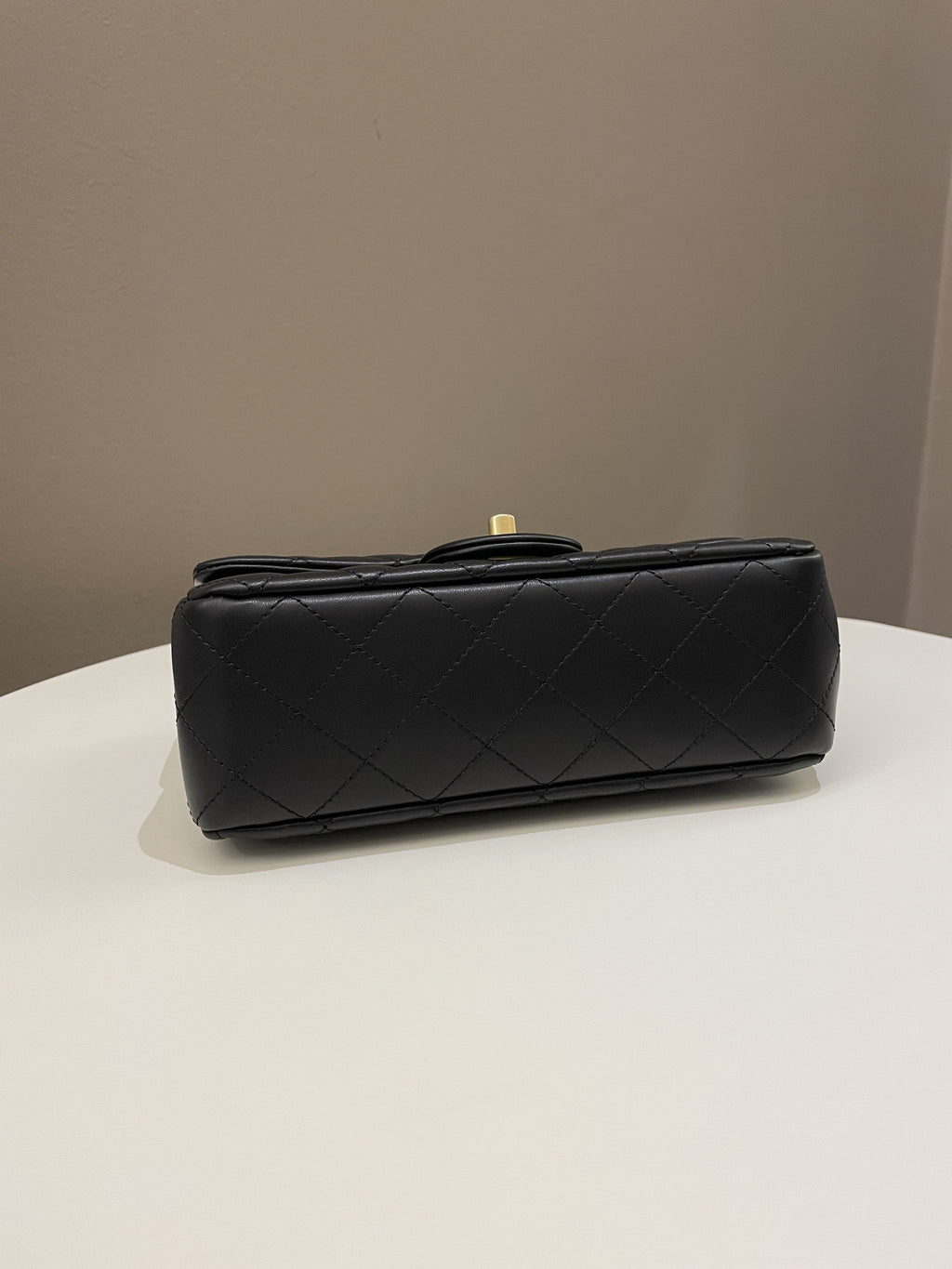 Chanel 23S Camilla Crush Quilted Mini Rectangular Black Stiff Lambskin