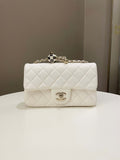 Chanel Pearl Crush Quilted Mini Rectangular Ivory Stiff Lambskin