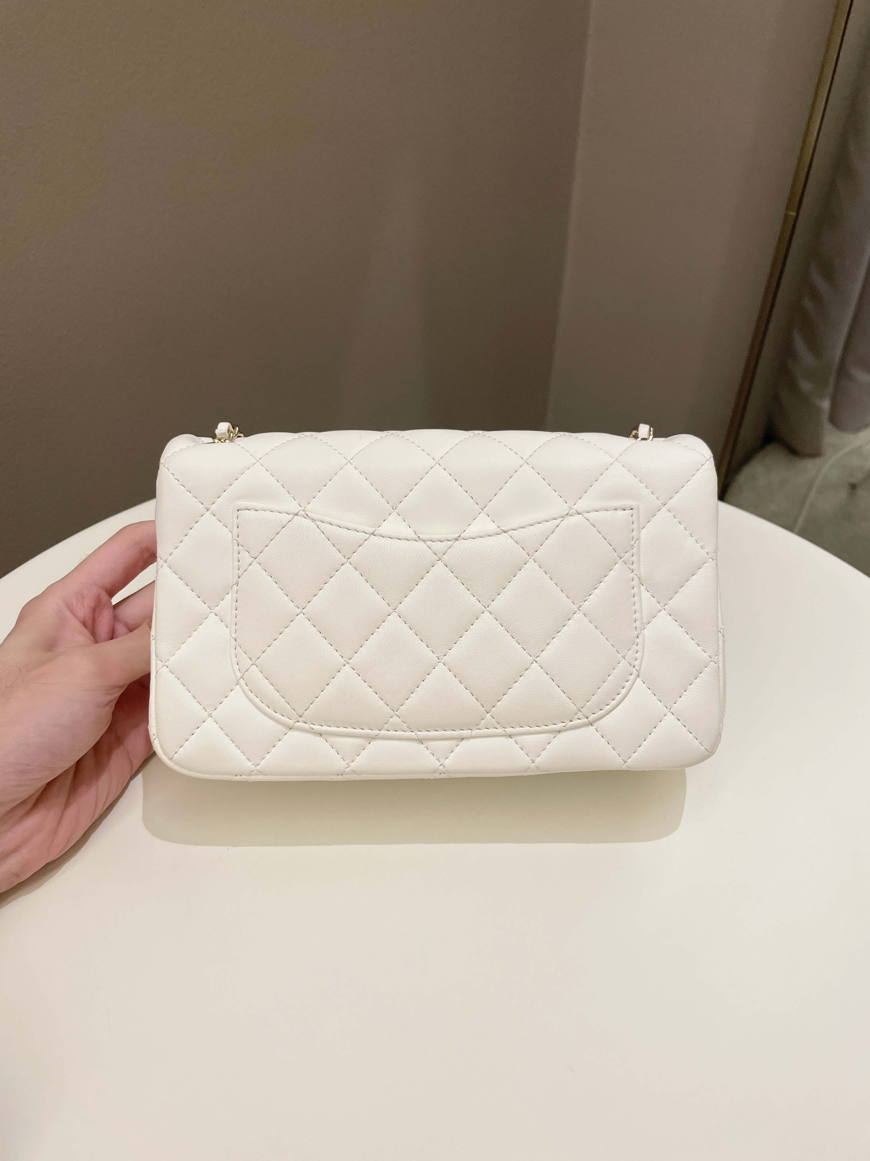Chanel Pearl Crush Quilted Mini Rectangular Ivory Stiff Lambskin
