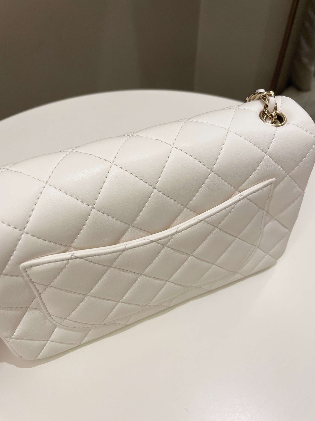 Chanel Pearl Crush Quilted Mini Rectangular Ivory Stiff Lambskin
