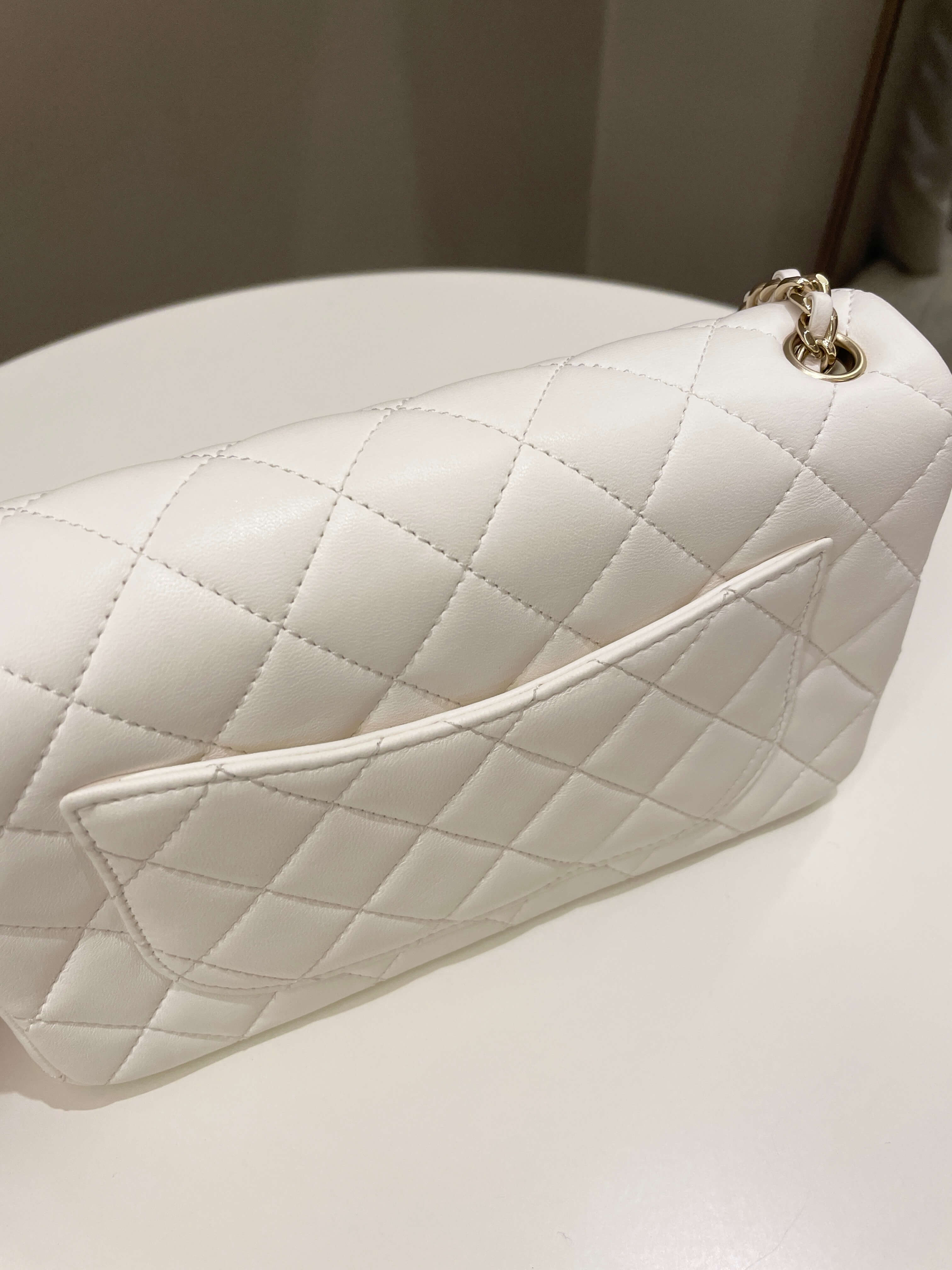 Chanel Pearl Crush Quilted Mini Rectangular Ivory Stiff Lambskin