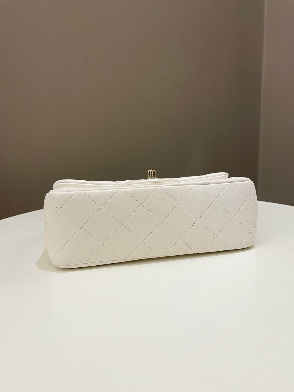 Chanel Pearl Crush Quilted Mini Rectangular Ivory Stiff Lambskin