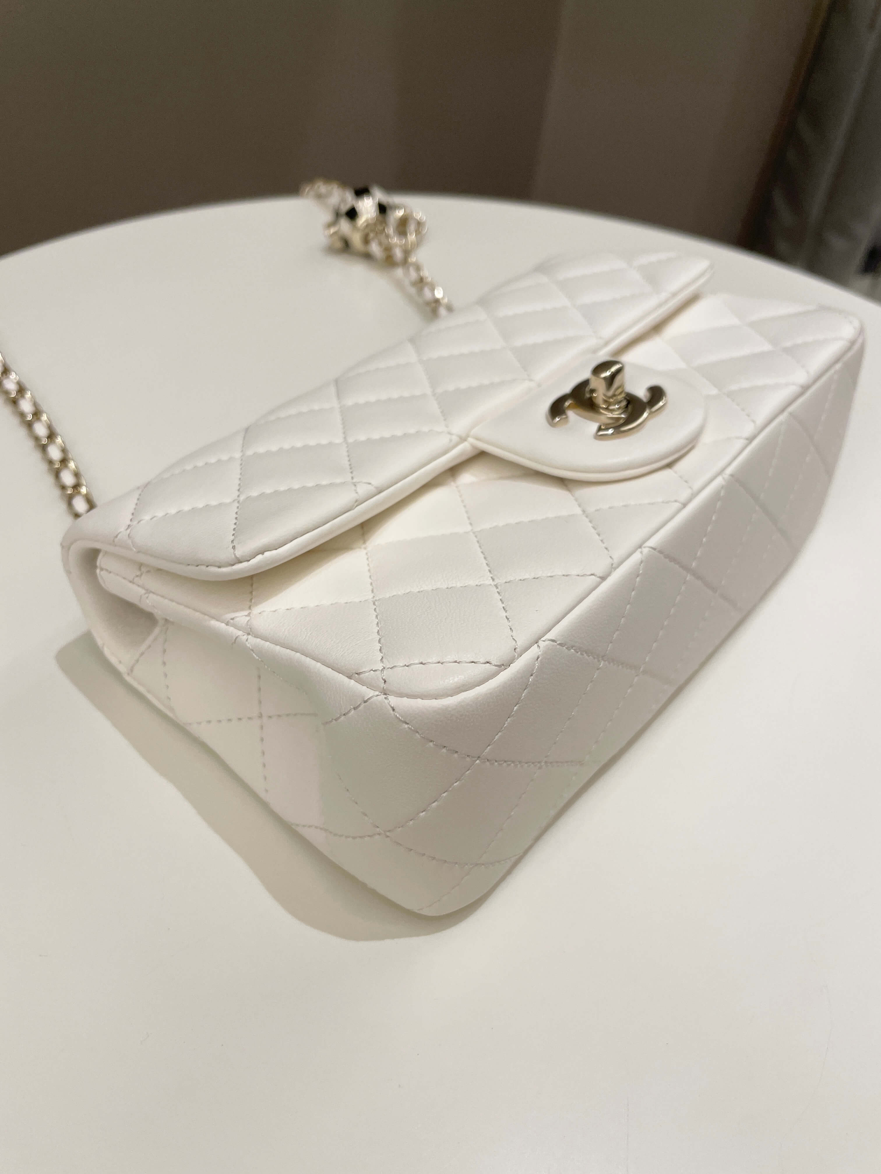 Chanel Pearl Crush Quilted Mini Rectangular Ivory Stiff Lambskin