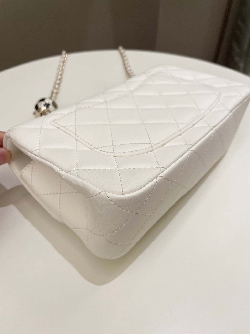 Chanel Pearl Crush Quilted Mini Rectangular Ivory Stiff Lambskin