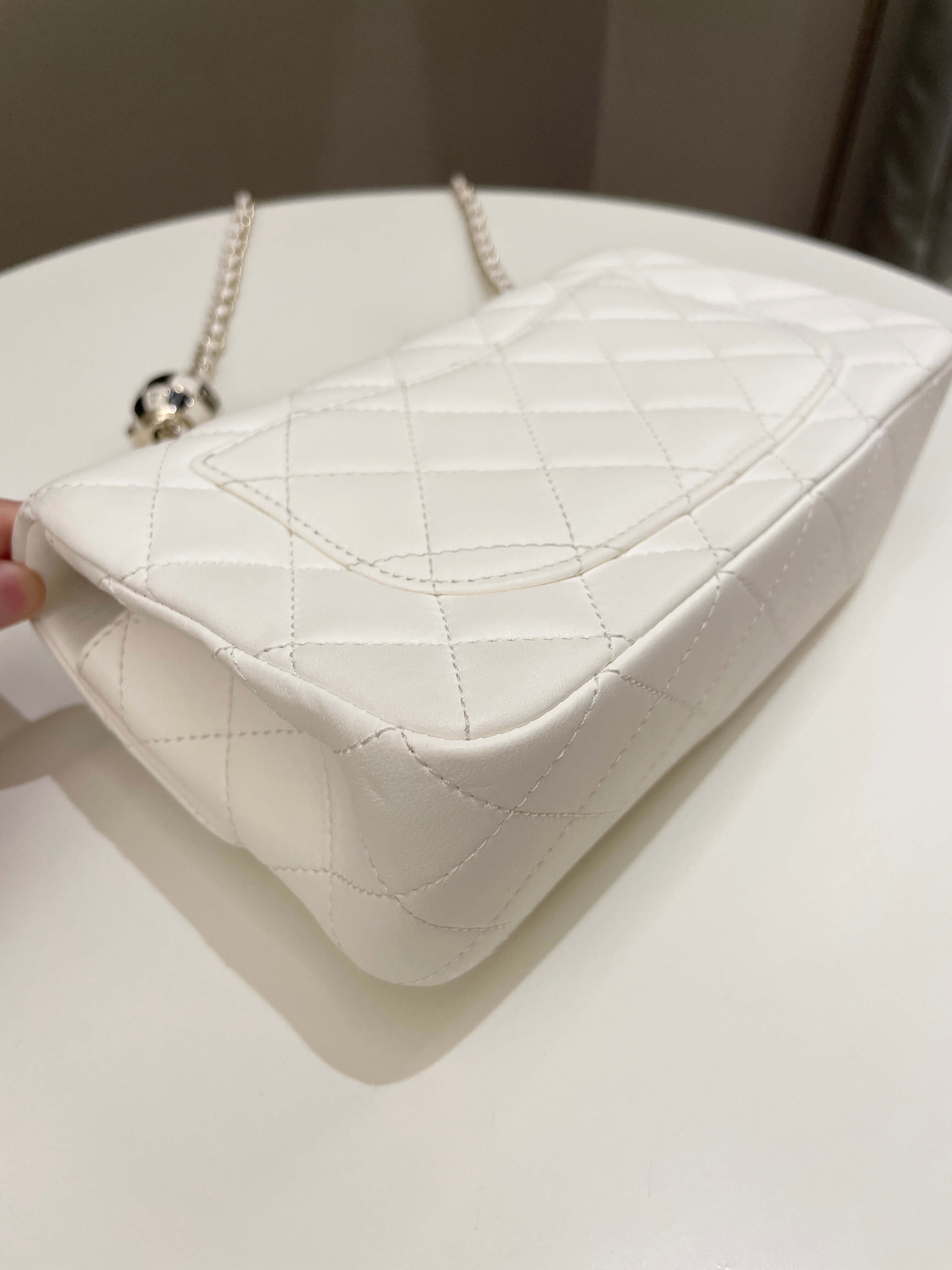 Chanel Pearl Crush Quilted Mini Rectangular Ivory Stiff Lambskin