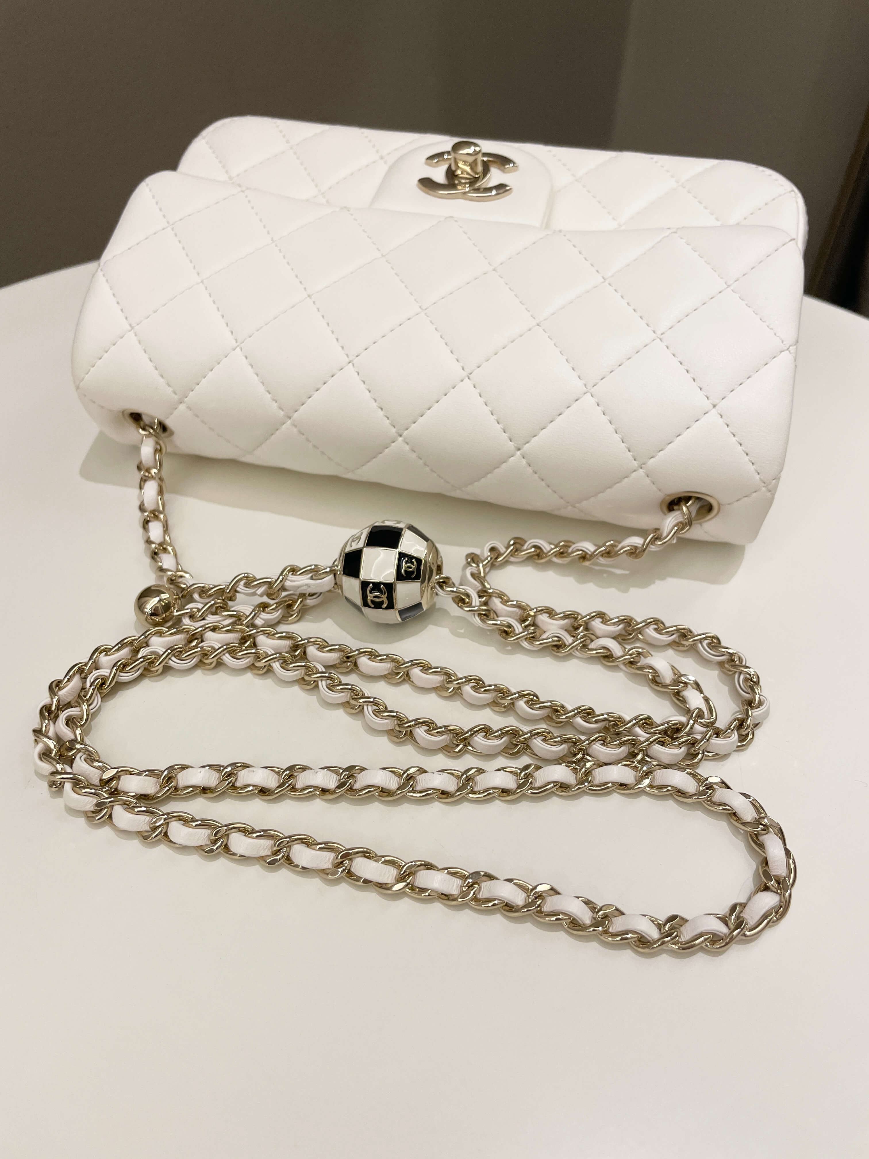 Chanel Pearl Crush Quilted Mini Rectangular Ivory Stiff Lambskin