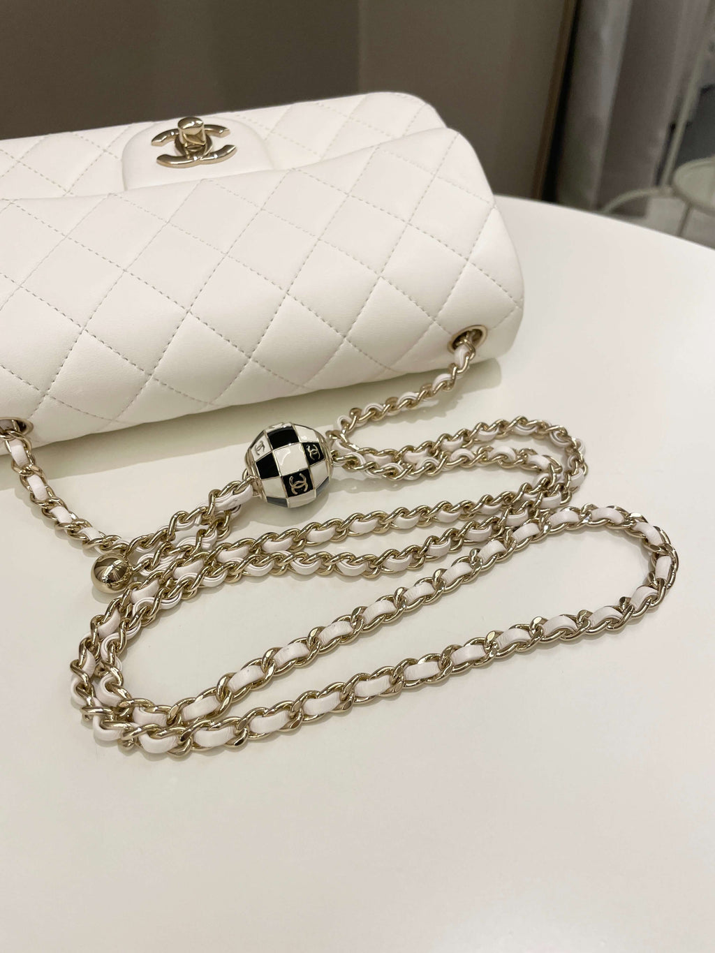 Chanel Pearl Crush Quilted Mini Rectangular Ivory Stiff Lambskin