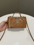 Chanel 23P Business Affinity Top Handle Vanity Rectangular Tan Caviar