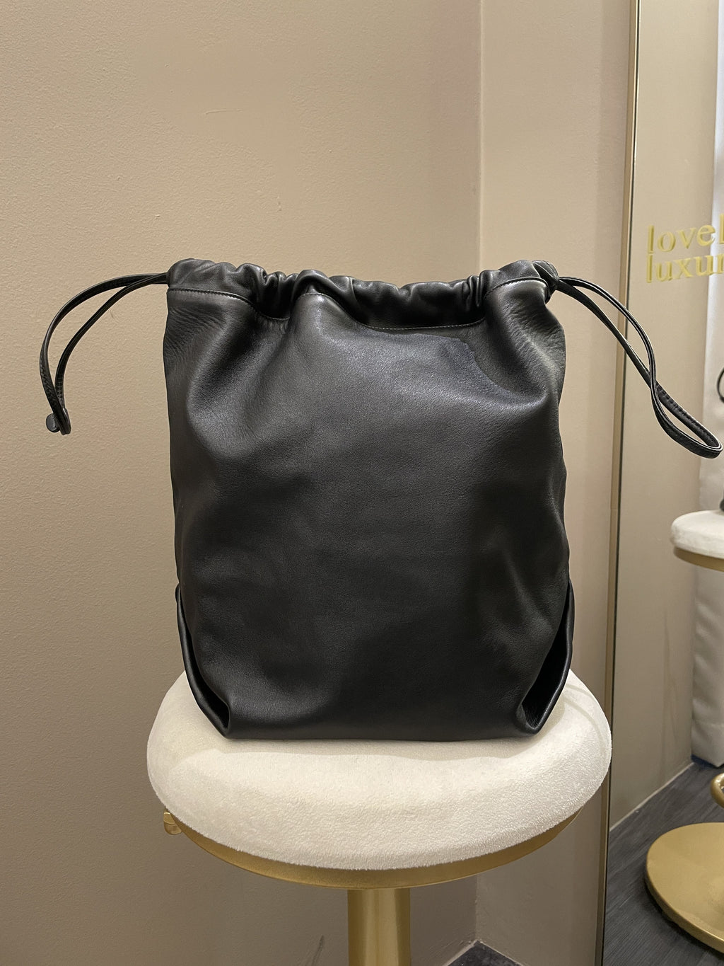 Saint Laurent Drawstring Teddy Bag Black Lambskin