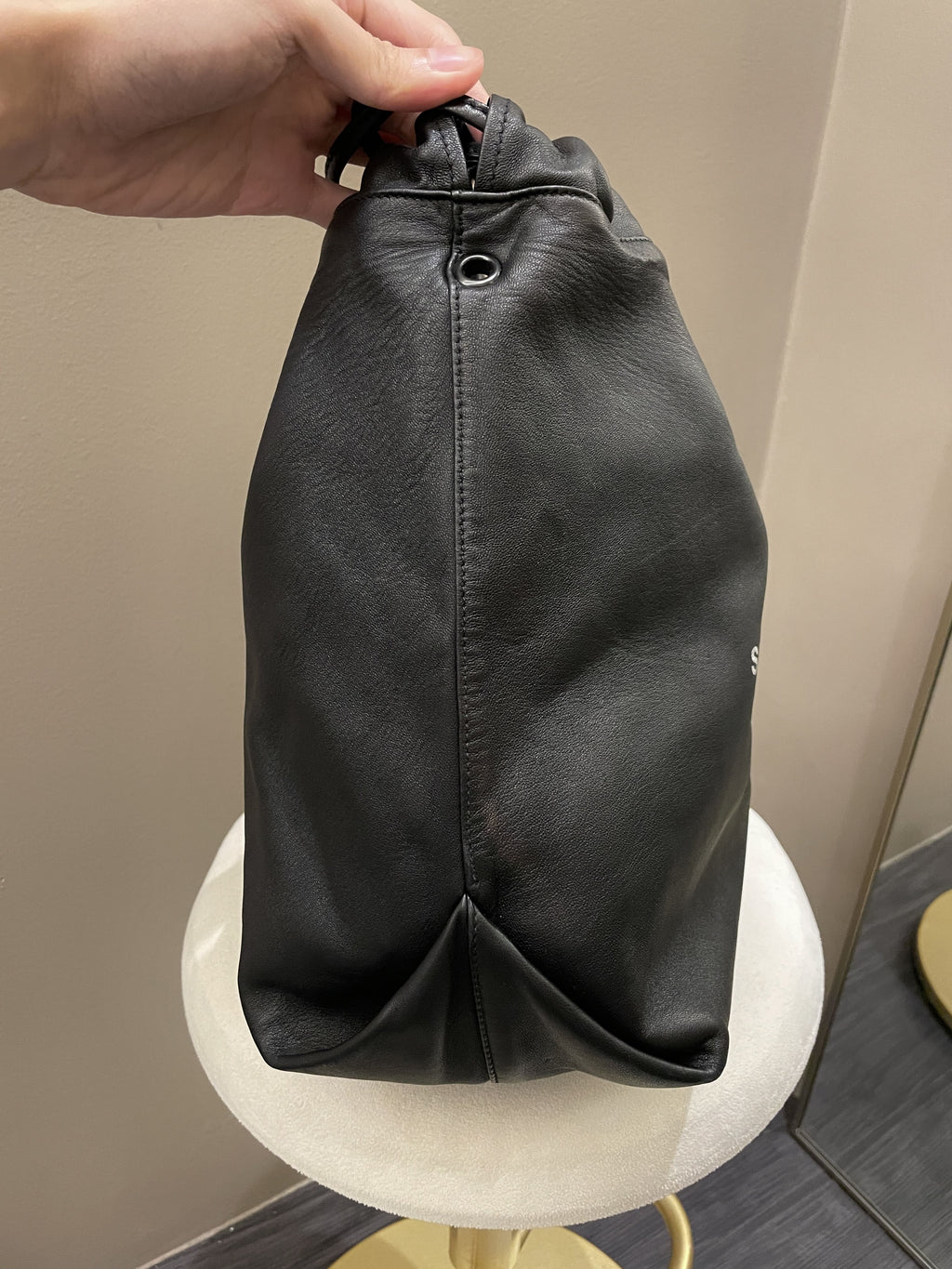 Saint Laurent Drawstring Teddy Bag Black Lambskin