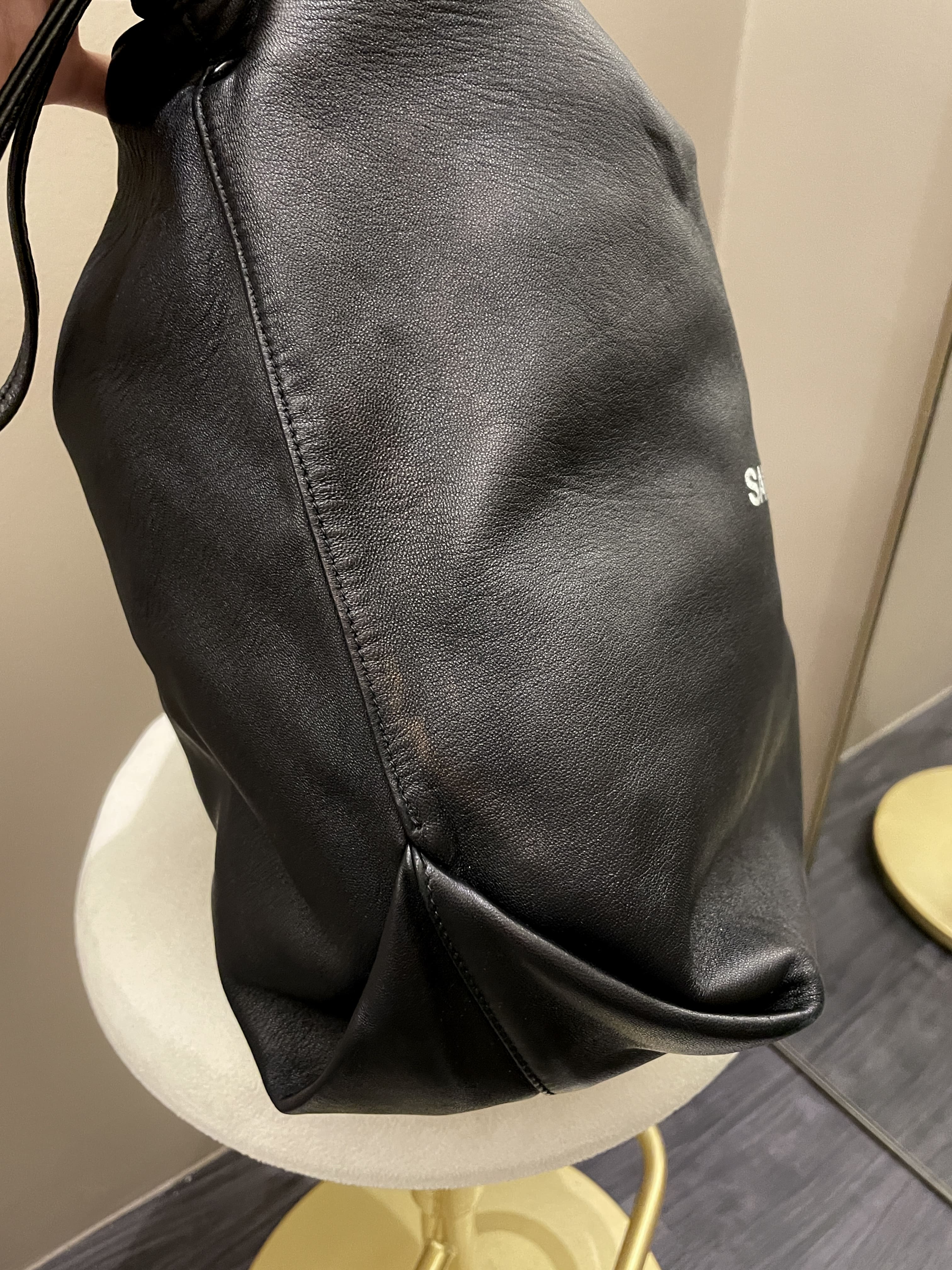 Saint Laurent Drawstring Teddy Bag Black Lambskin