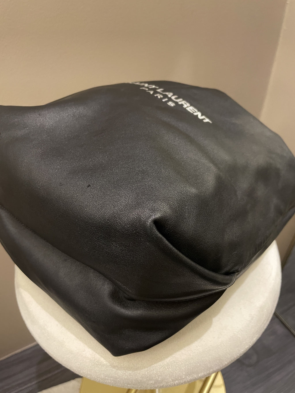 Saint Laurent Drawstring Teddy Bag Black Lambskin