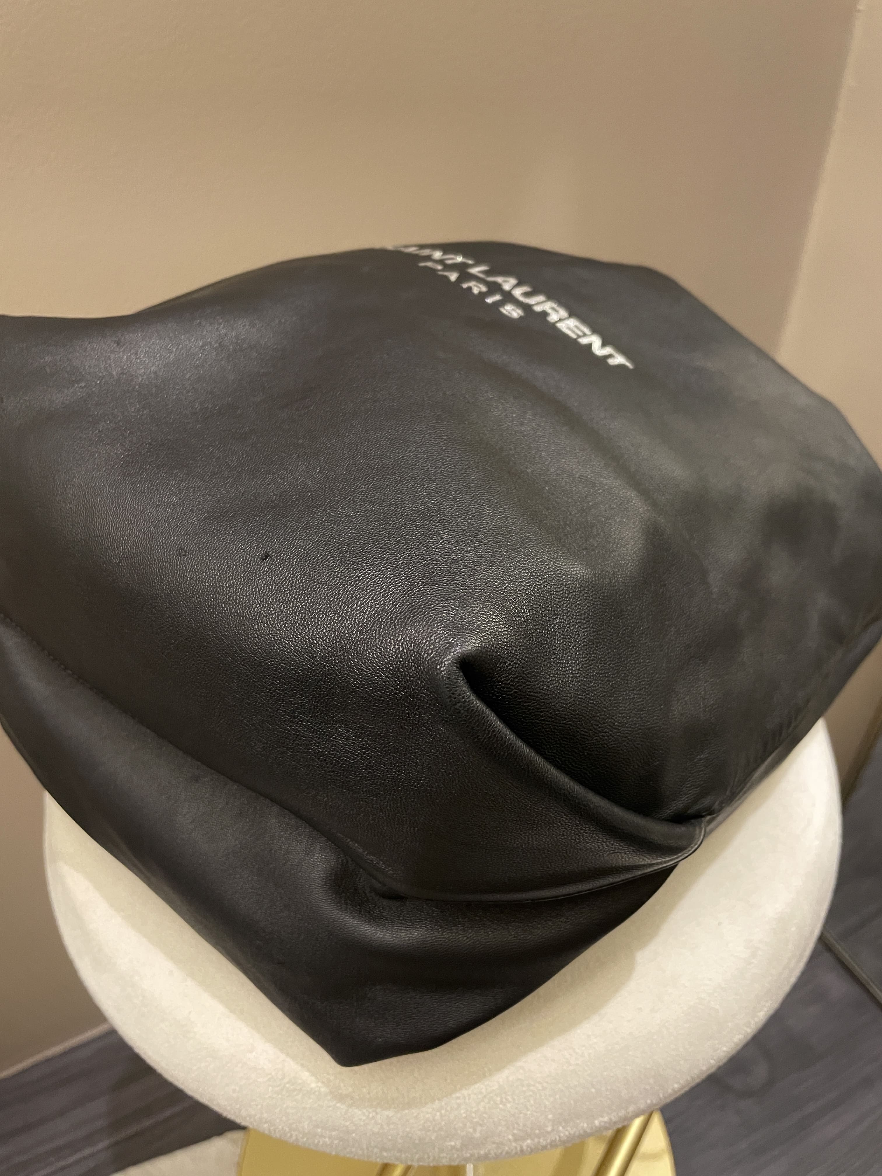 Saint Laurent Drawstring Teddy Bag Black Lambskin