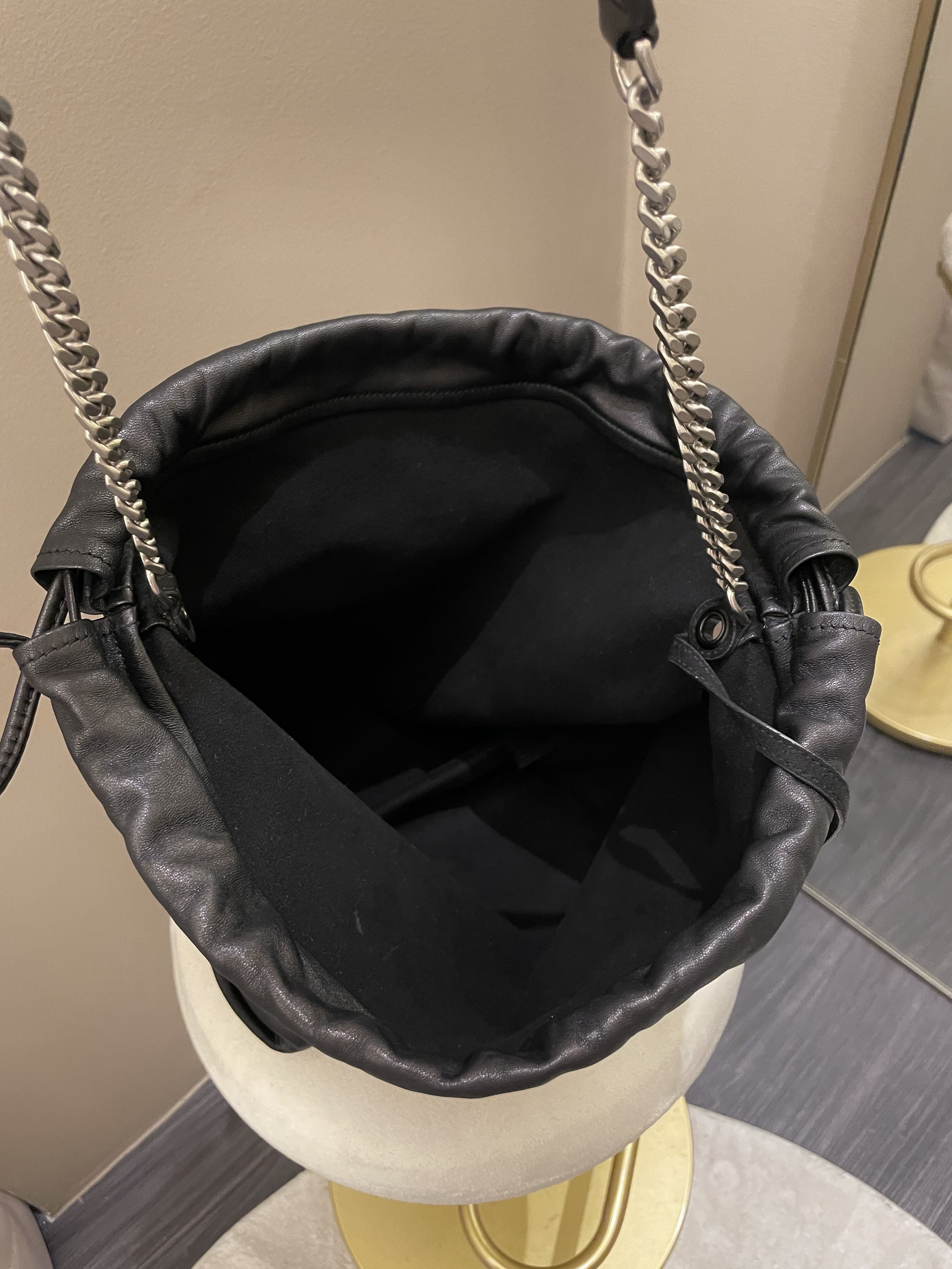 Saint Laurent Drawstring Teddy Bag Black Lambskin