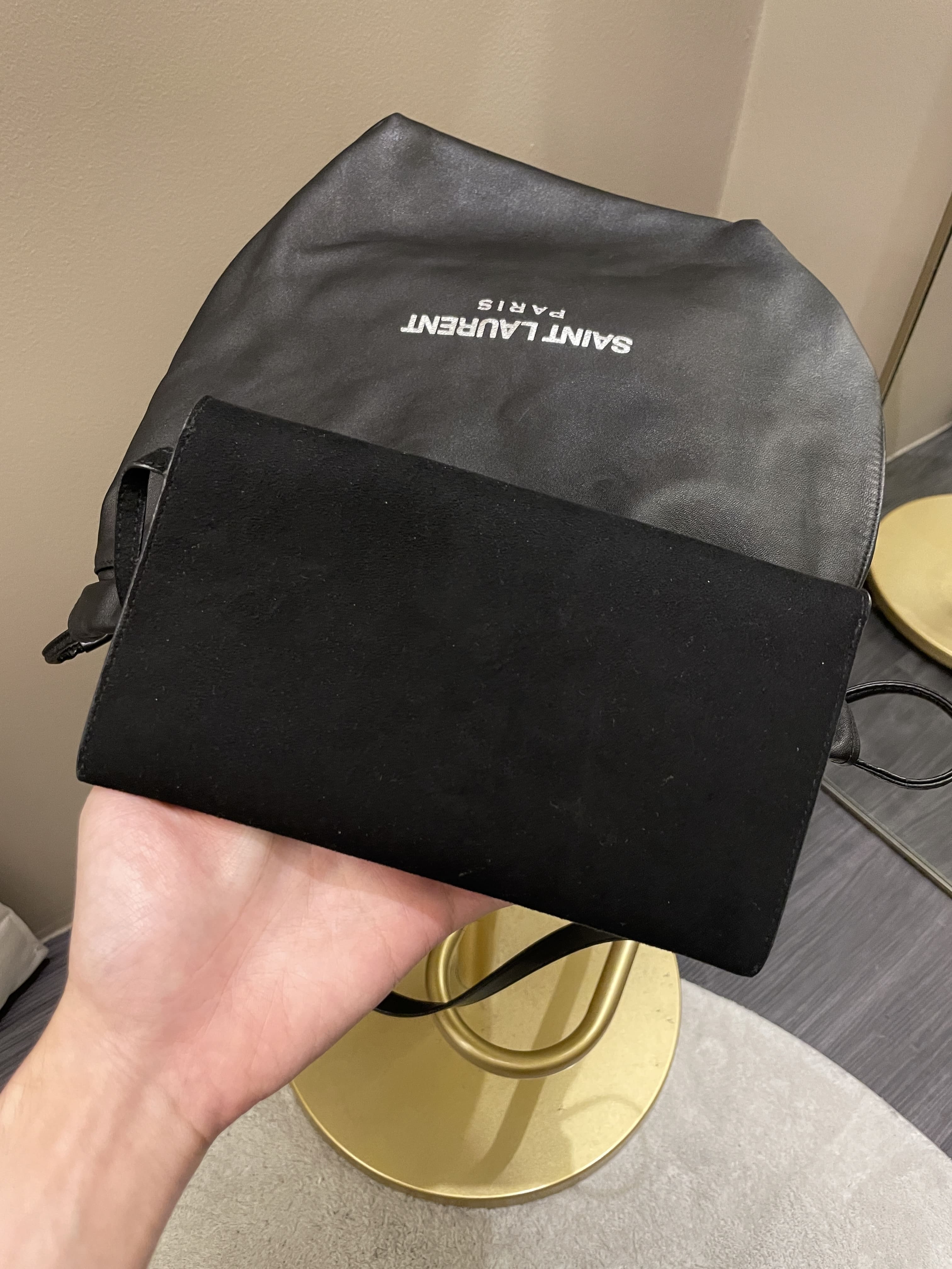 Saint Laurent Drawstring Teddy Bag Black Lambskin