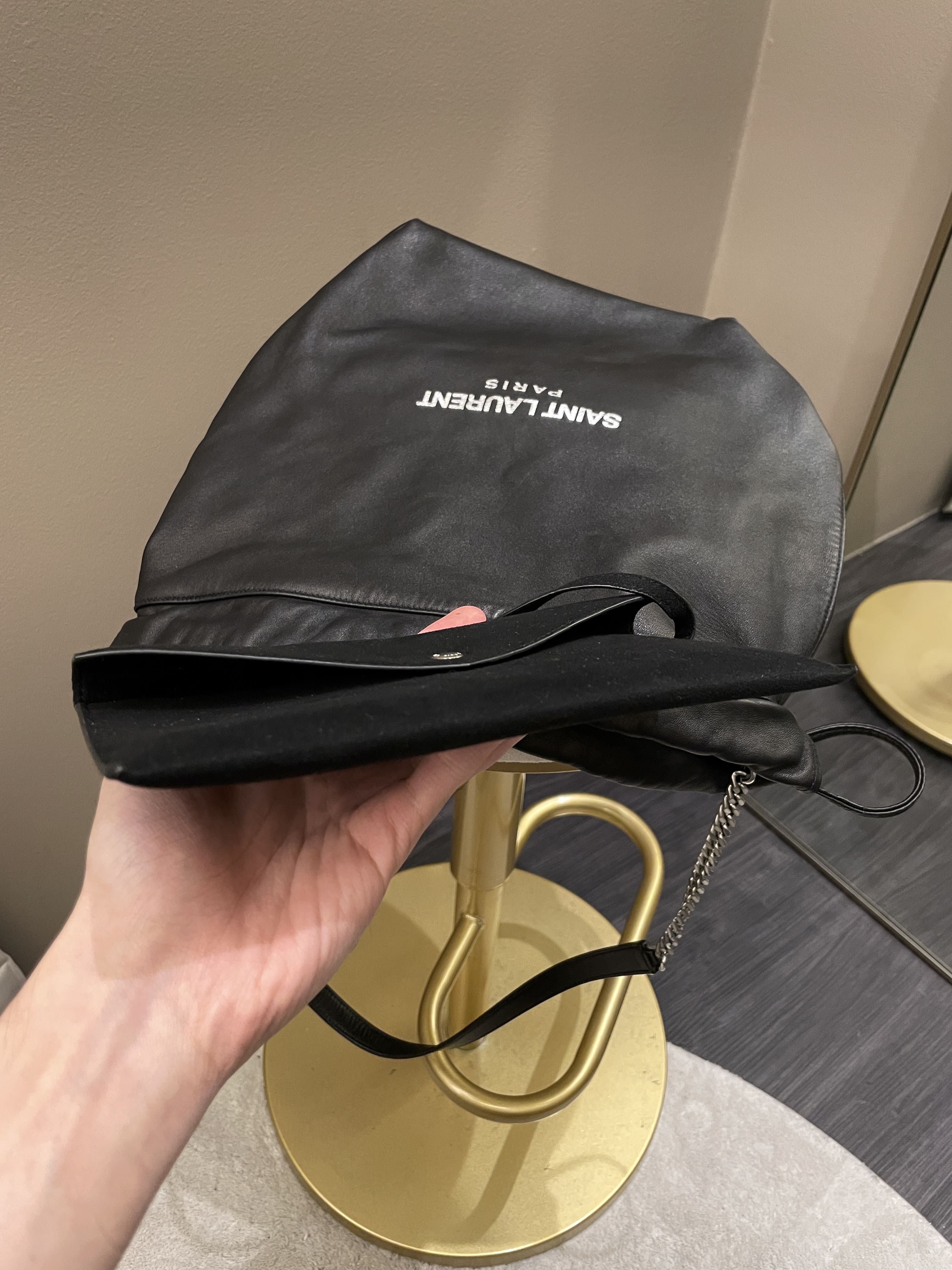 Saint Laurent Drawstring Teddy Bag Black Lambskin