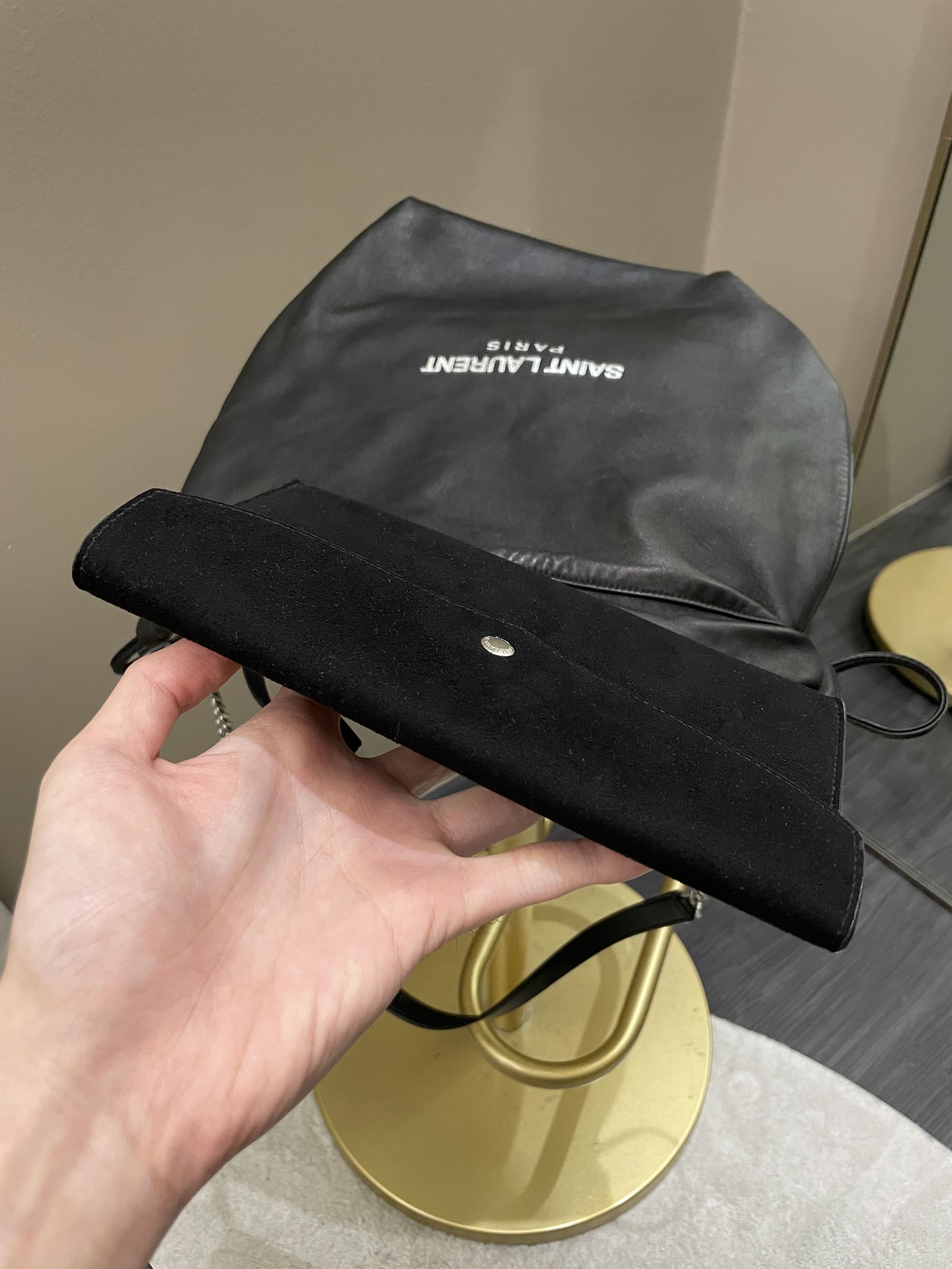 Saint Laurent Drawstring Teddy Bag Black Lambskin