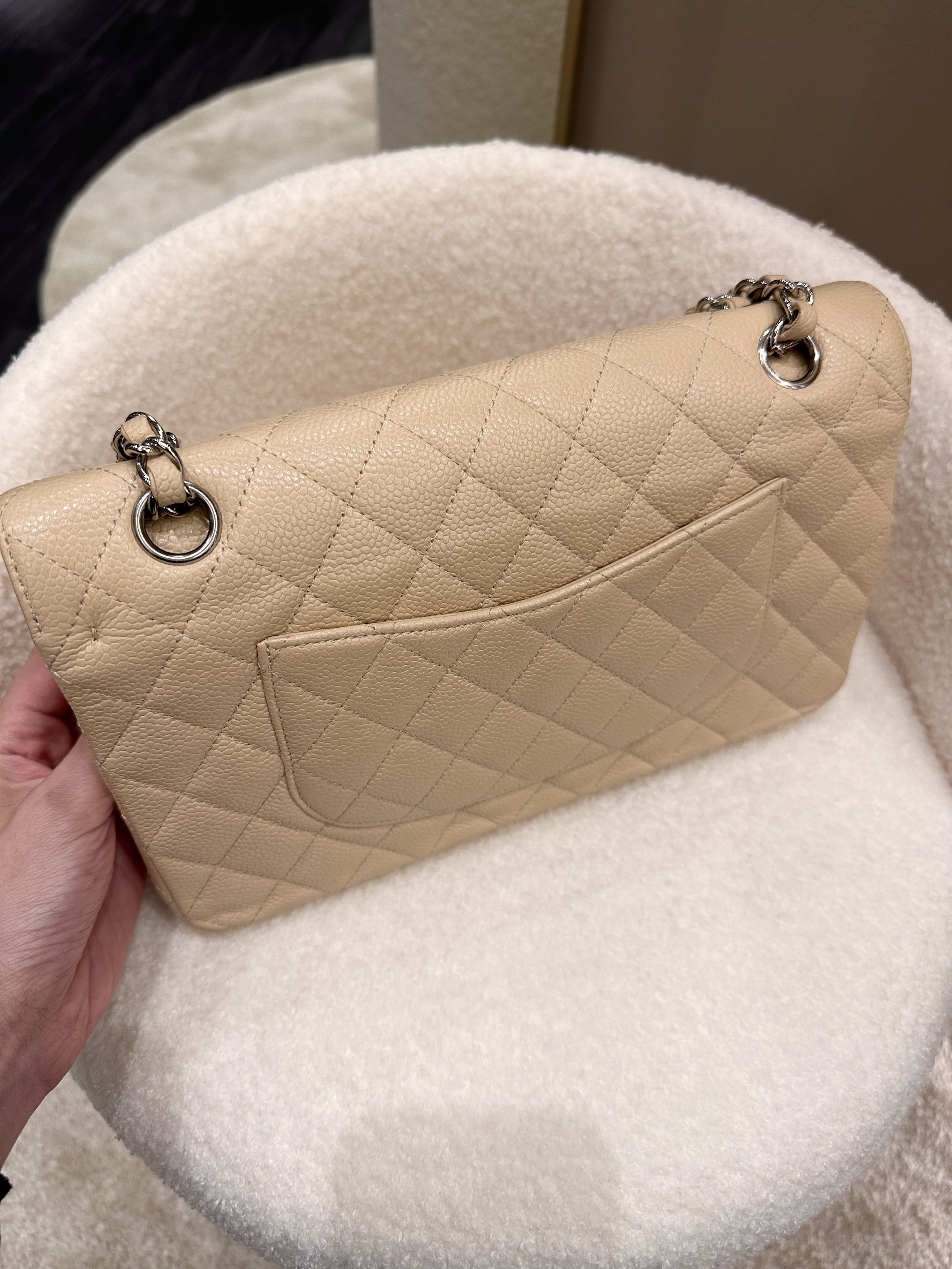 Chanel Classic Quilted Medium Double Flap Beige Caviar
