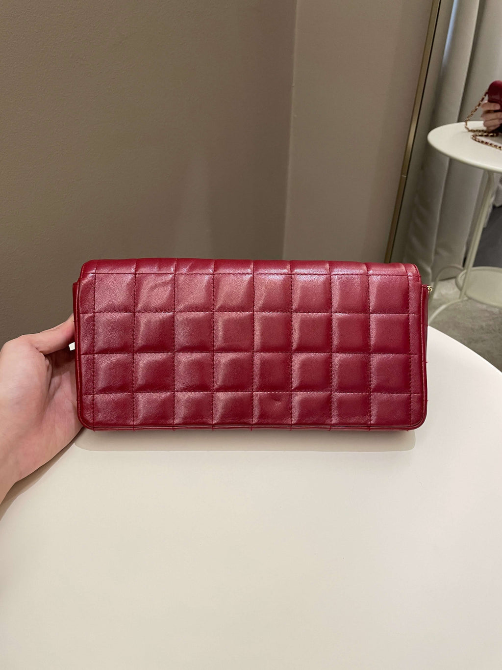 Chanel Chocolate Bar Flap Dark Red Lambskin
