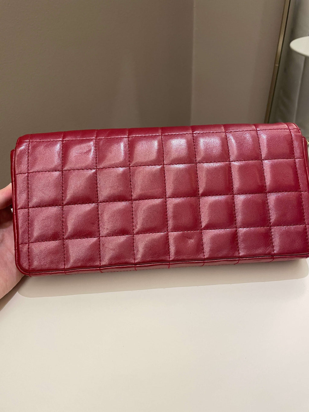 Chanel Chocolate Bar Flap Dark Red Lambskin