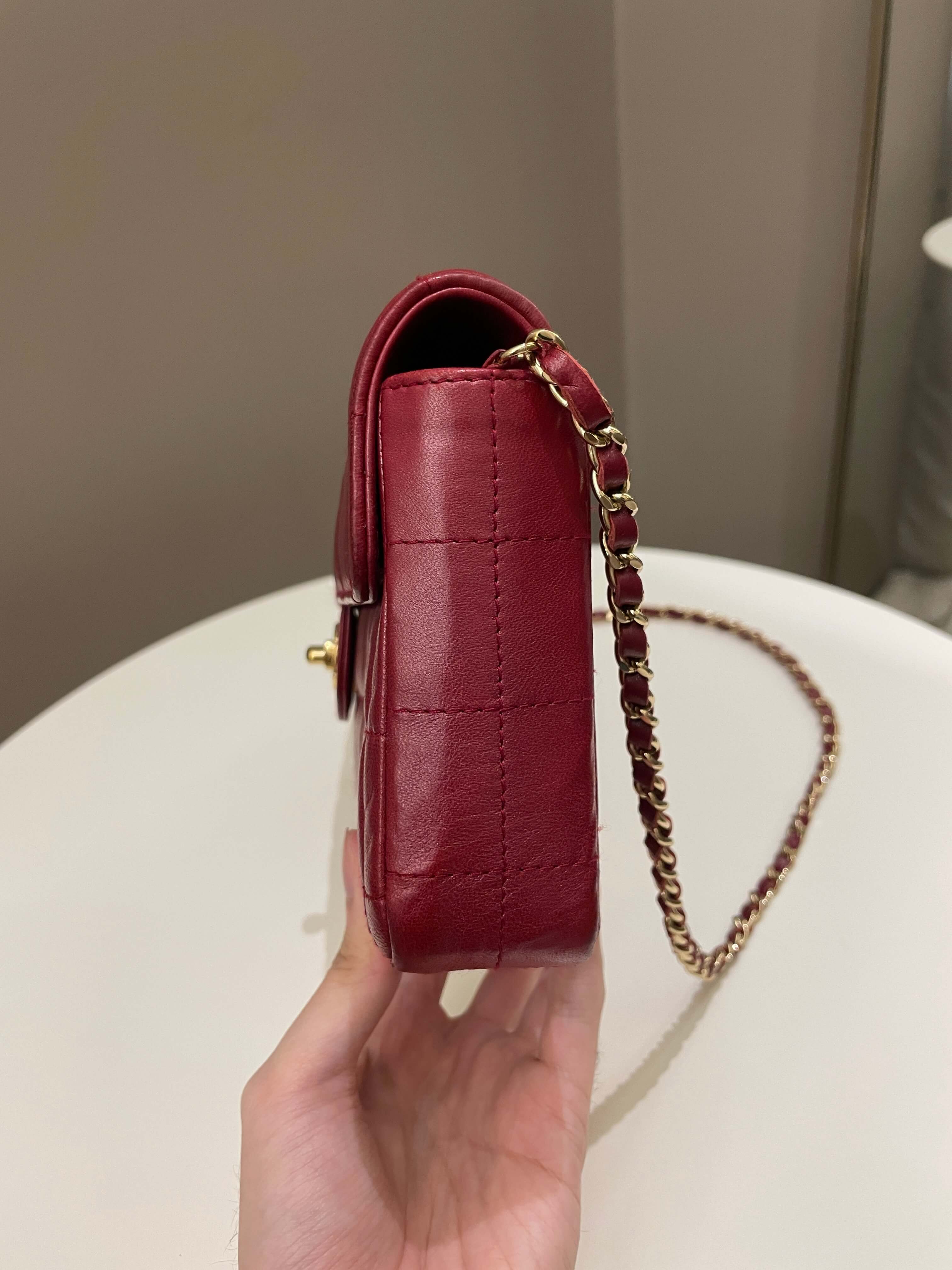 Chanel Chocolate Bar Flap Dark Red Lambskin